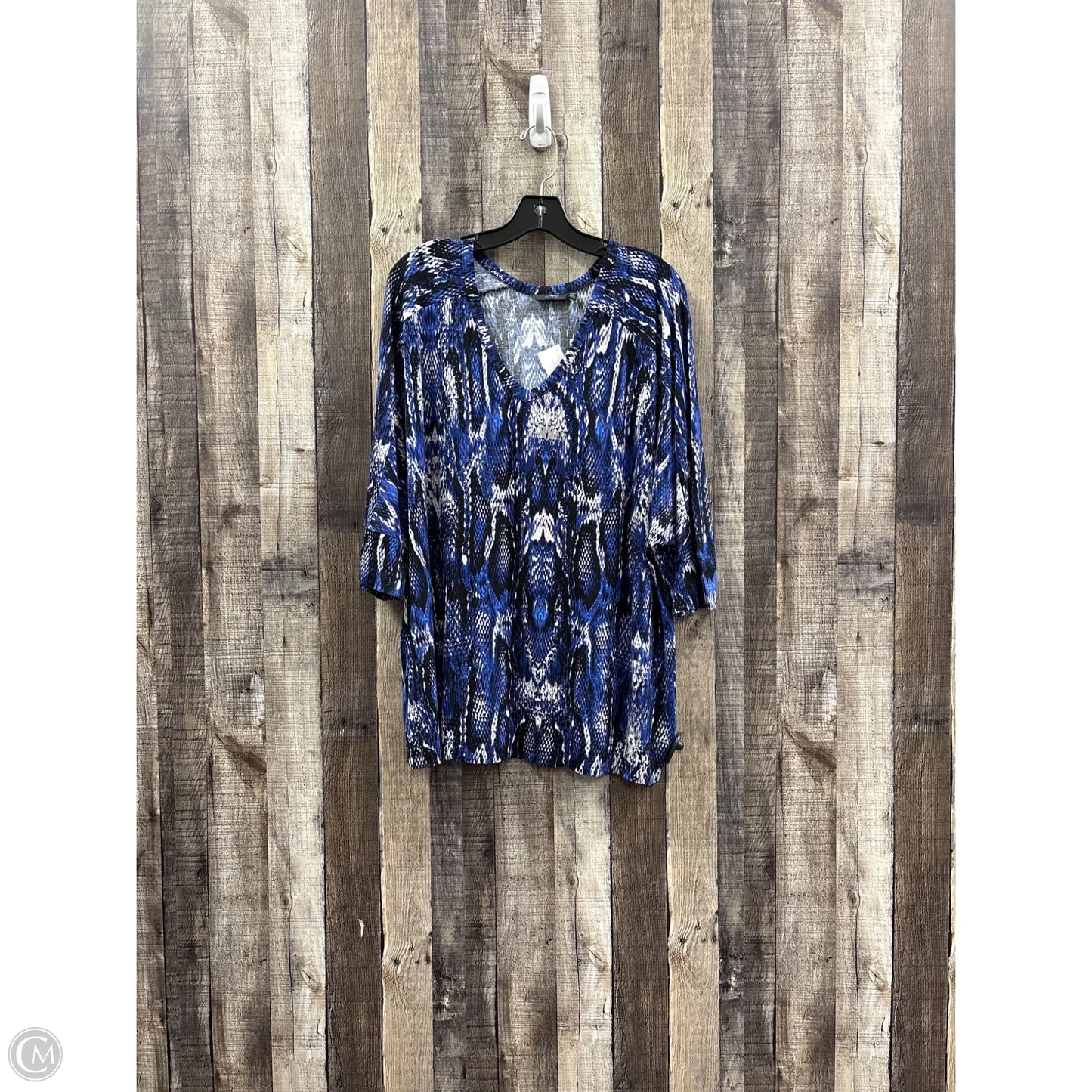Top 3/4 Sleeve By Apt 9 In Black & Blue, Size: 1x