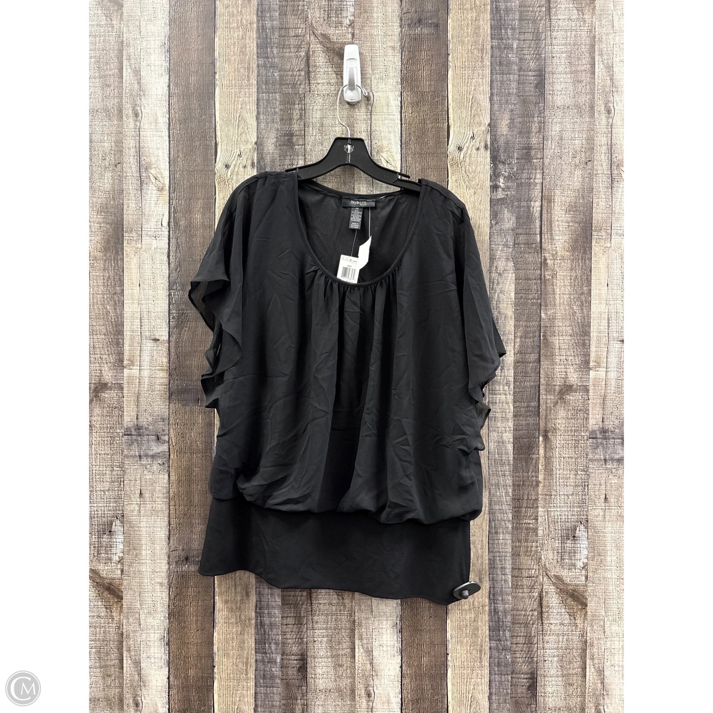 Top Short Sleeve By Style And Company In Black, Size: 2x