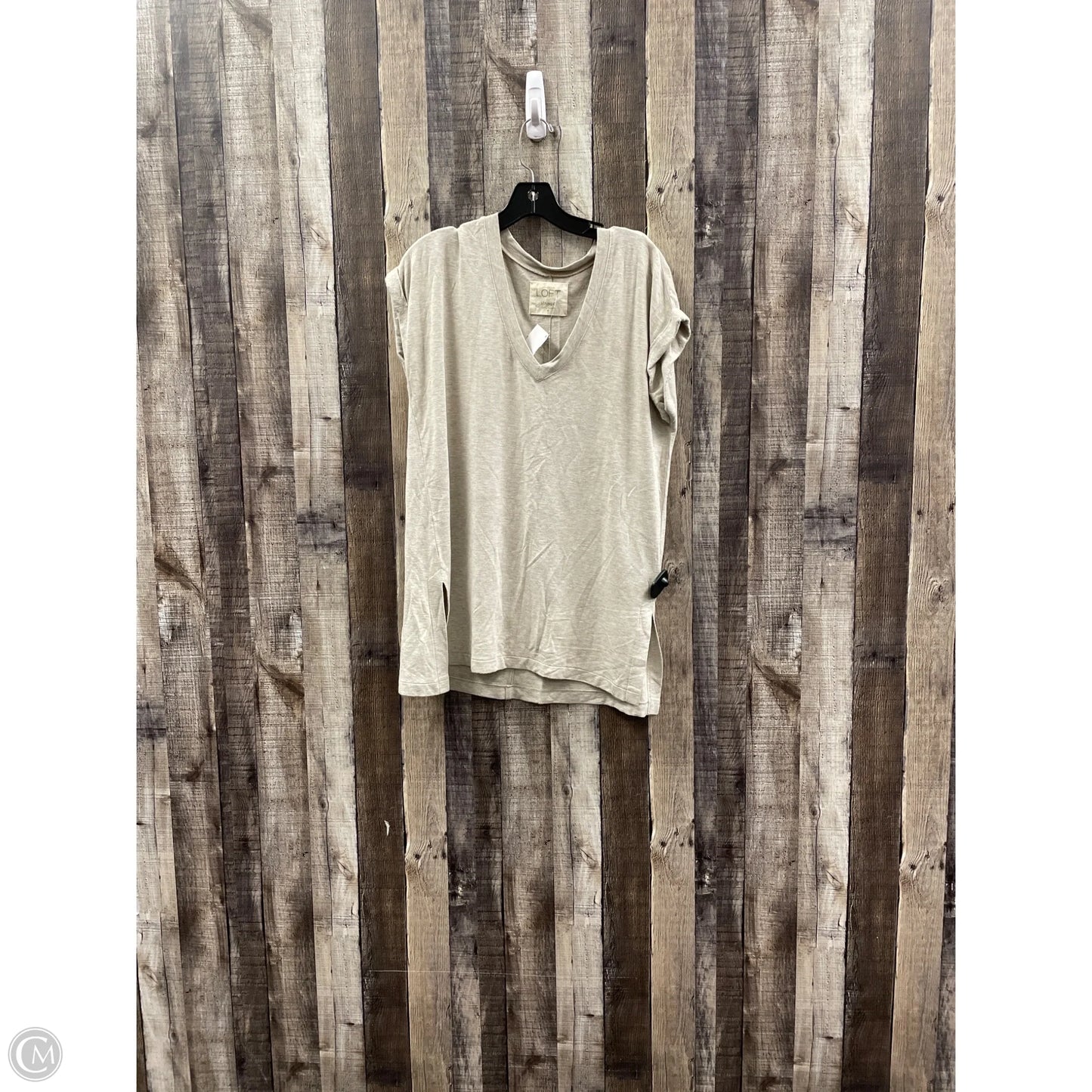 Top Short Sleeve By Loft In Tan, Size: M