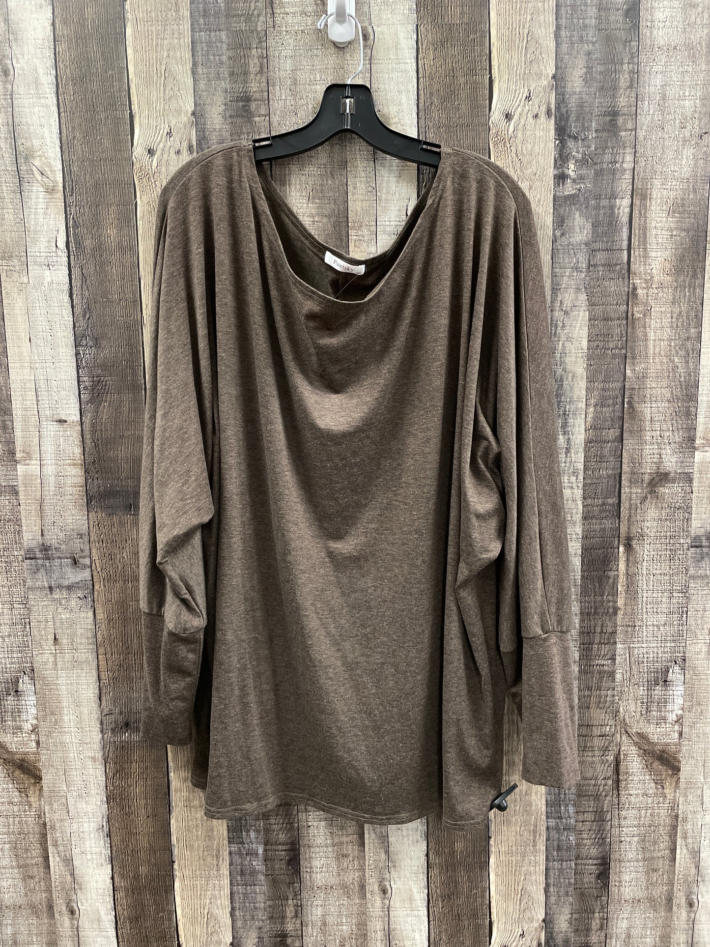 Top Long Sleeve By Cme In Brown, Size: 3x