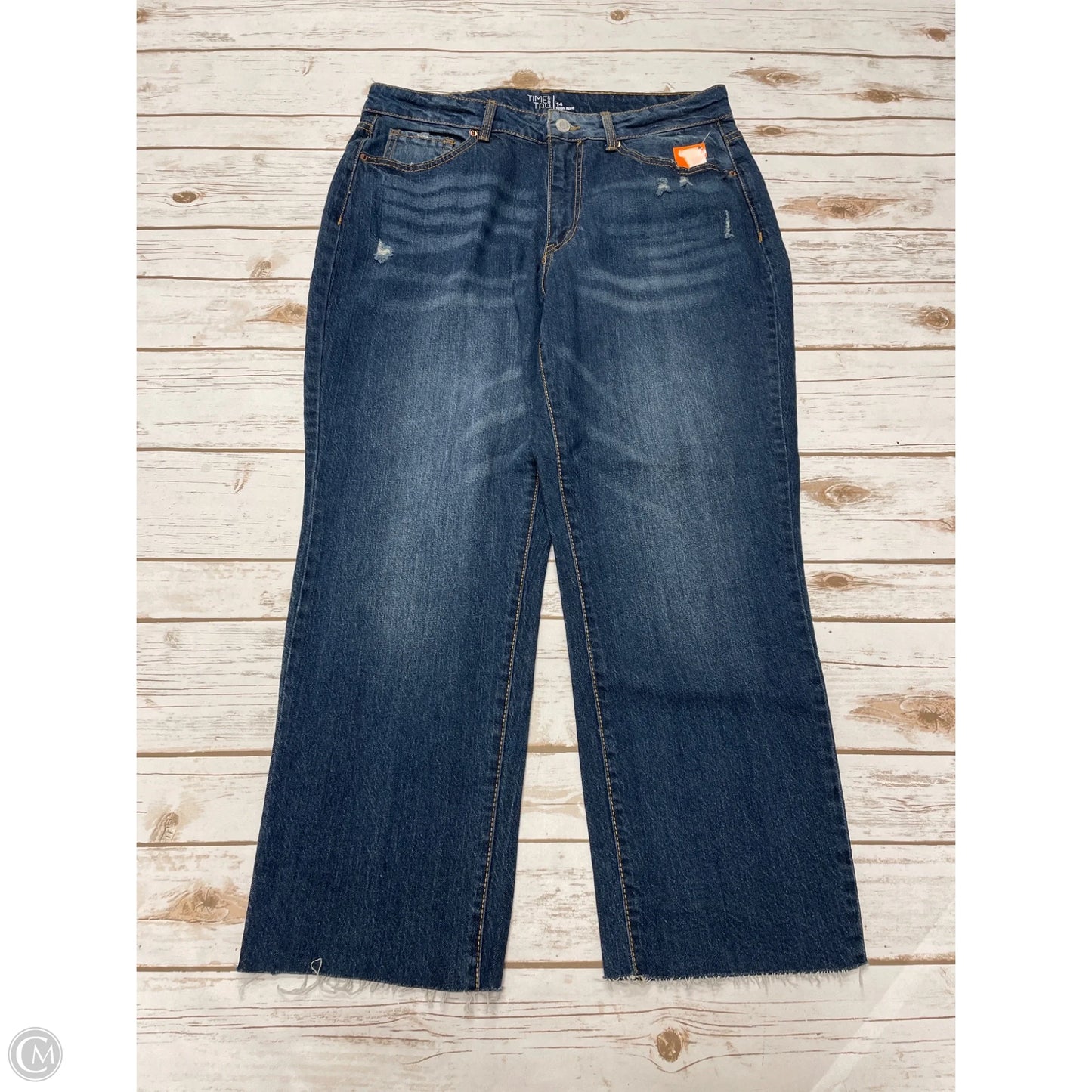 Jeans Straight By Time And Tru In Blue Denim, Size: 14