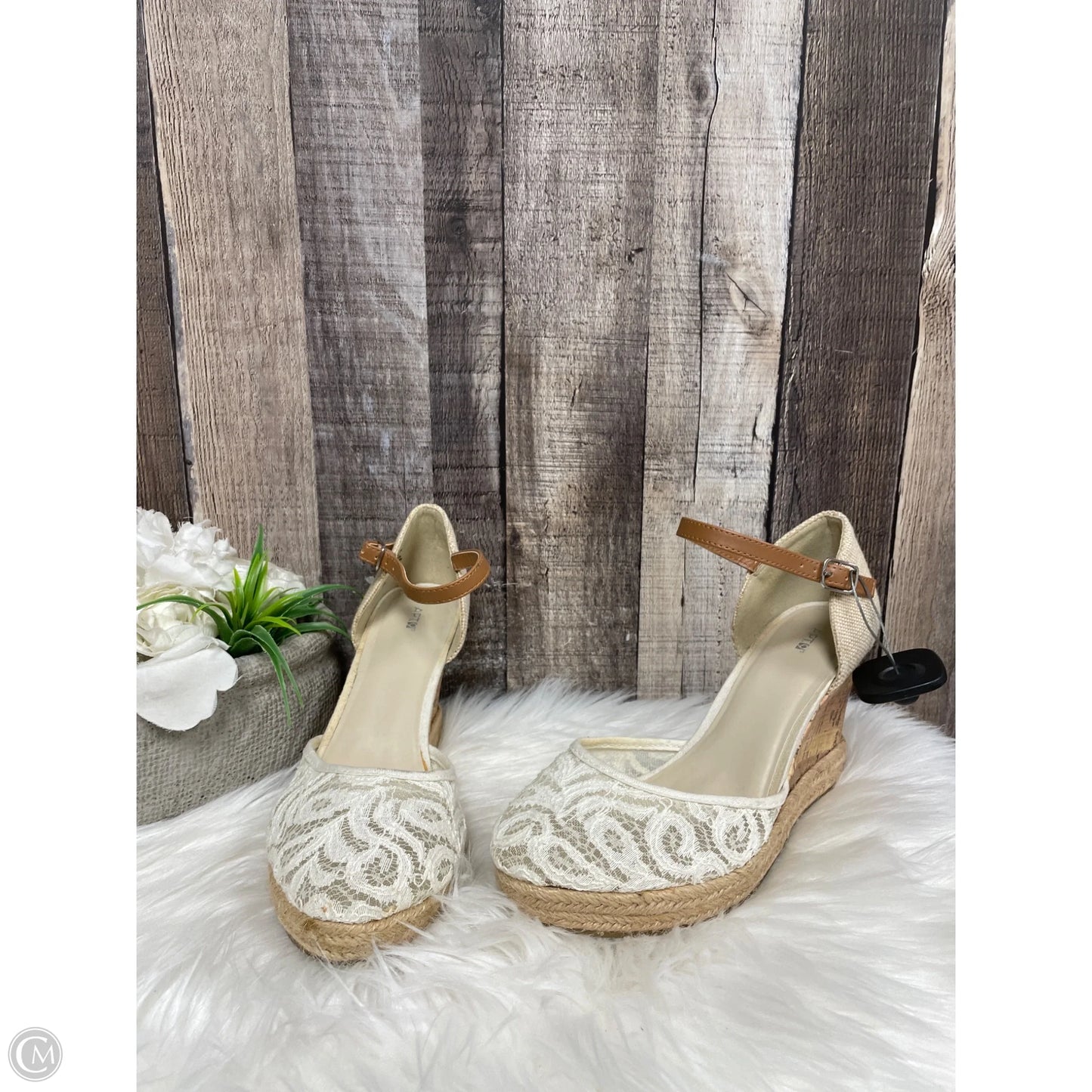 Sandals Heels Wedge By Apt 9 In Cream, Size: 8.5