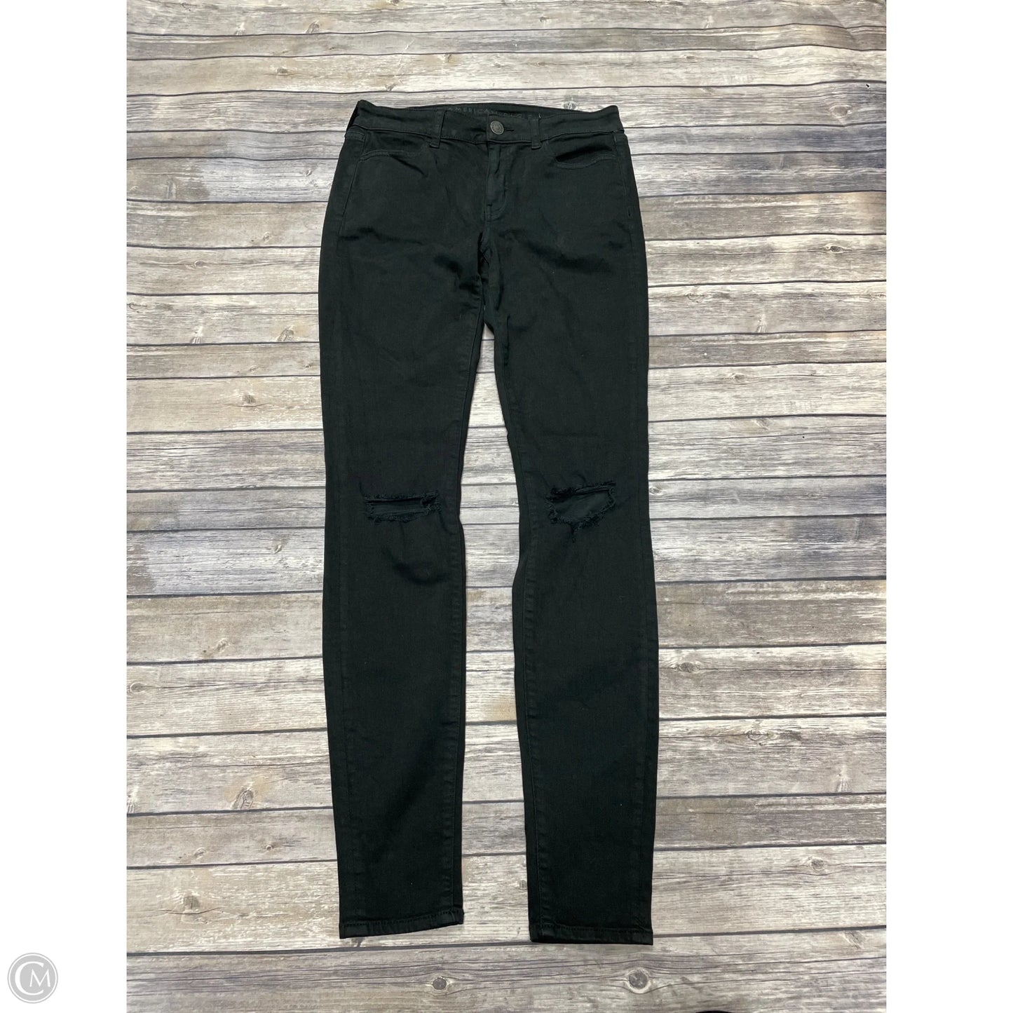 Jeans Jeggings By American Eagle In Black Denim, Size: 8