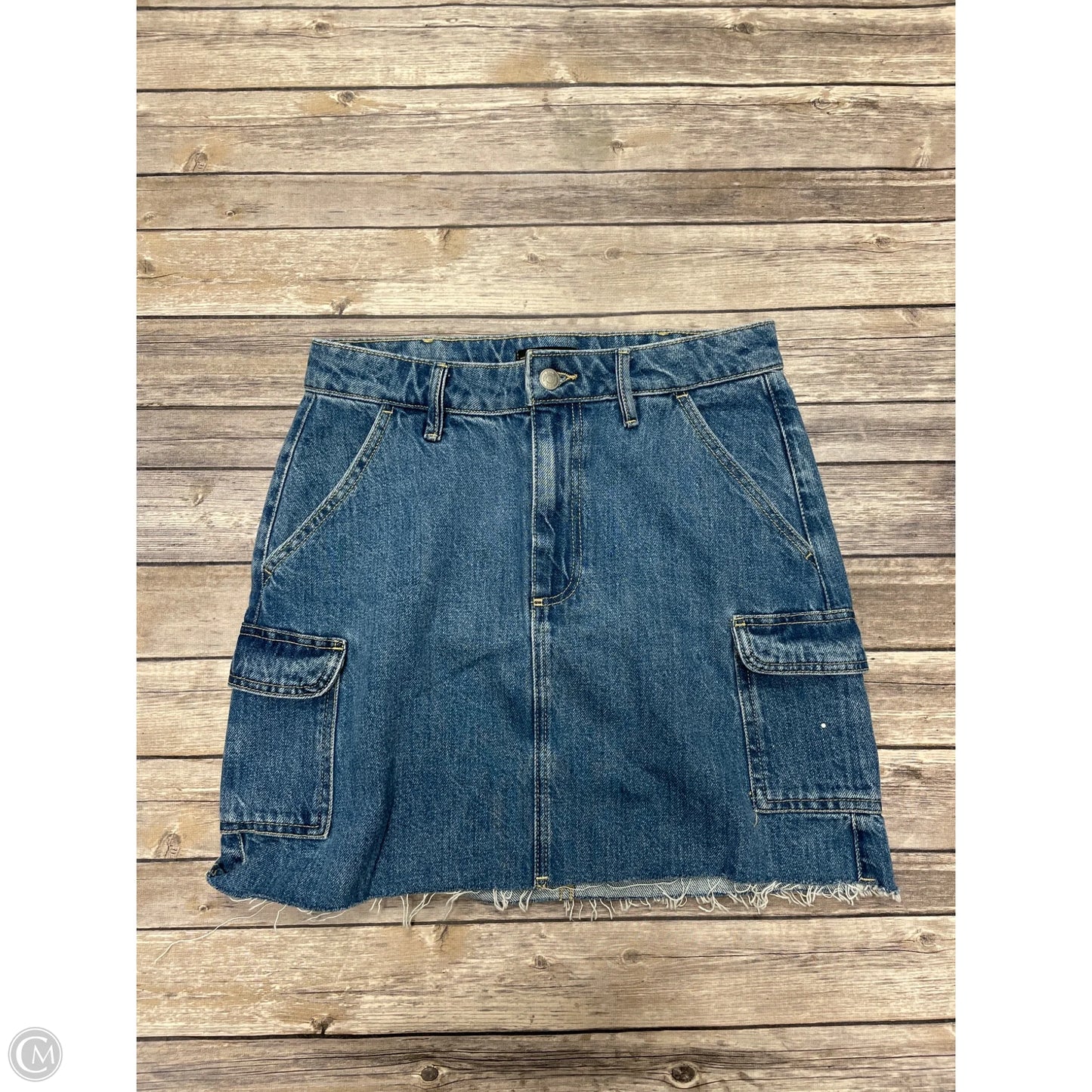 Skirt Mini & Short By F&f In Blue Denim, Size: 8