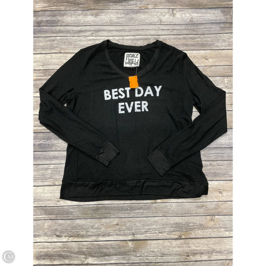 Top Long Sleeve By Peace Love World In Black & White, Size: M