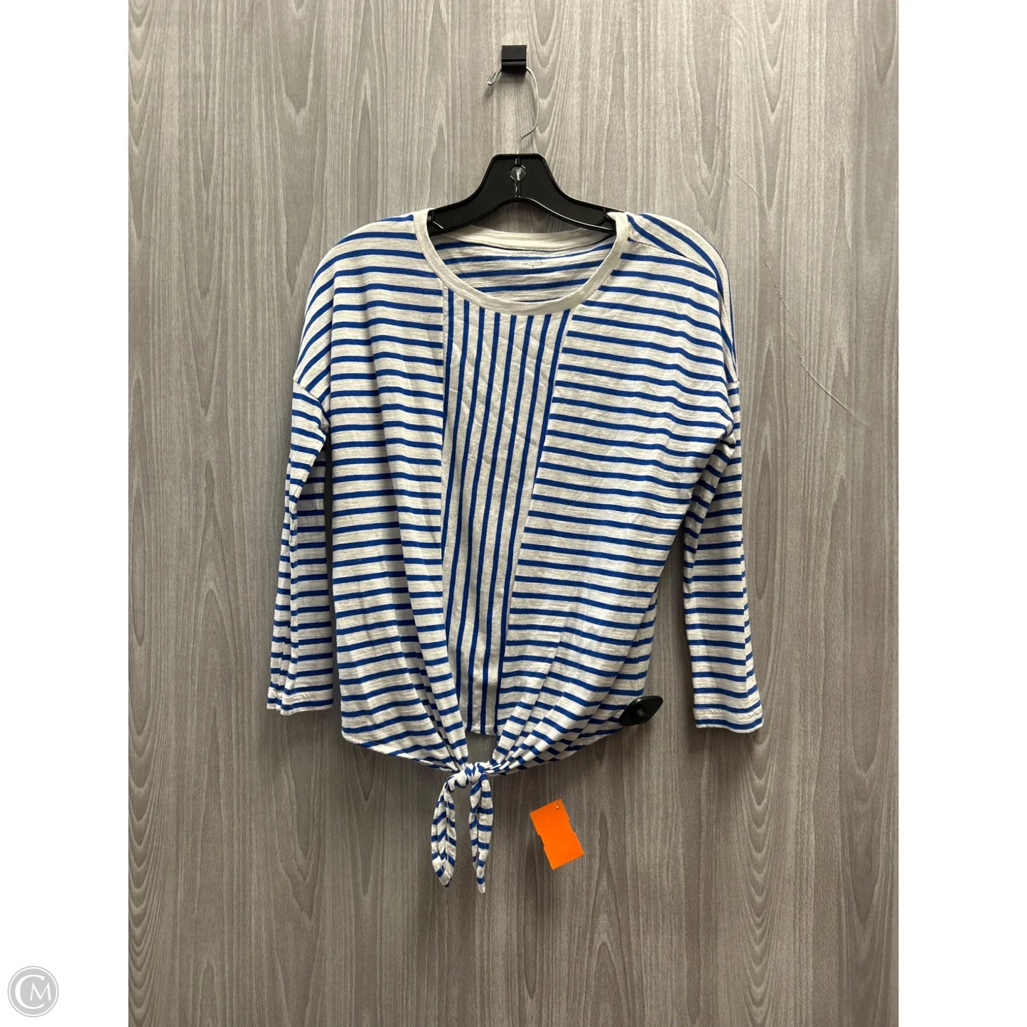 Top Long Sleeve By Banana Republic In Blue & White, Size: S