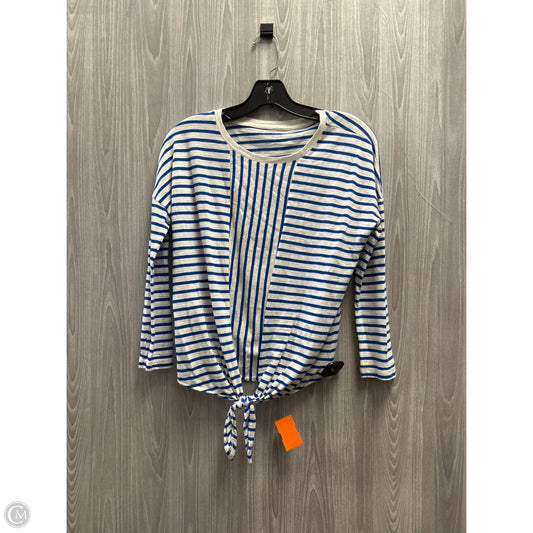 Top Long Sleeve By Banana Republic In Blue & White, Size: S