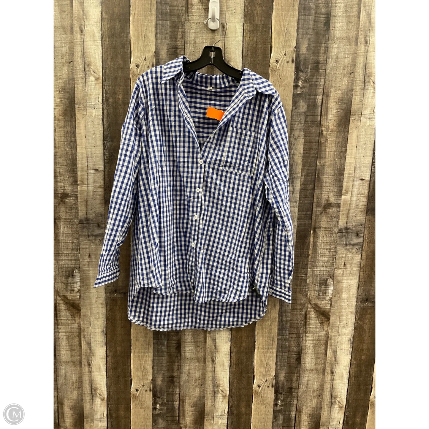 Top Long Sleeve By Cmf In Blue & White, Size: 2x