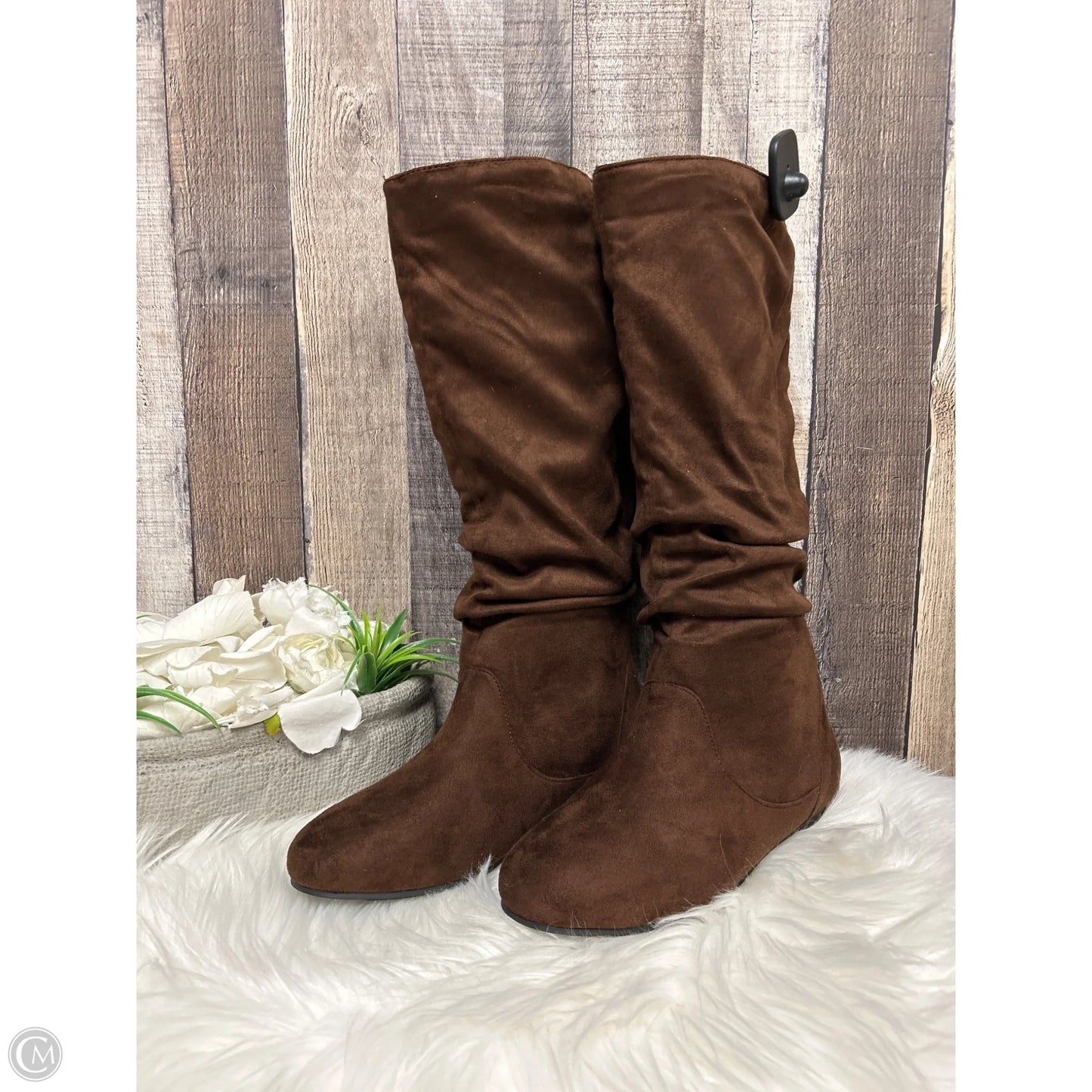 Boots Mid-calf Flats By Journee In Brown, Size: 8.5