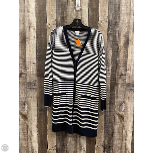 Sweater Cardigan By Chicos In Striped Pattern, Size: M