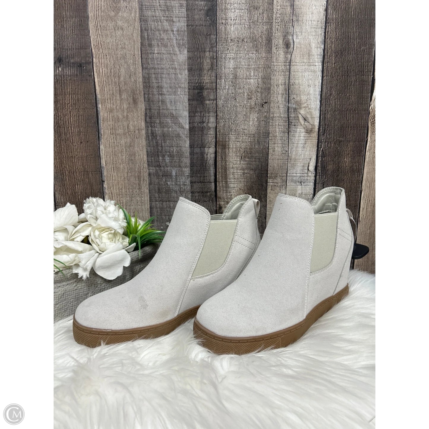 Boots Ankle Heels By Cme In Tan, Size: 9