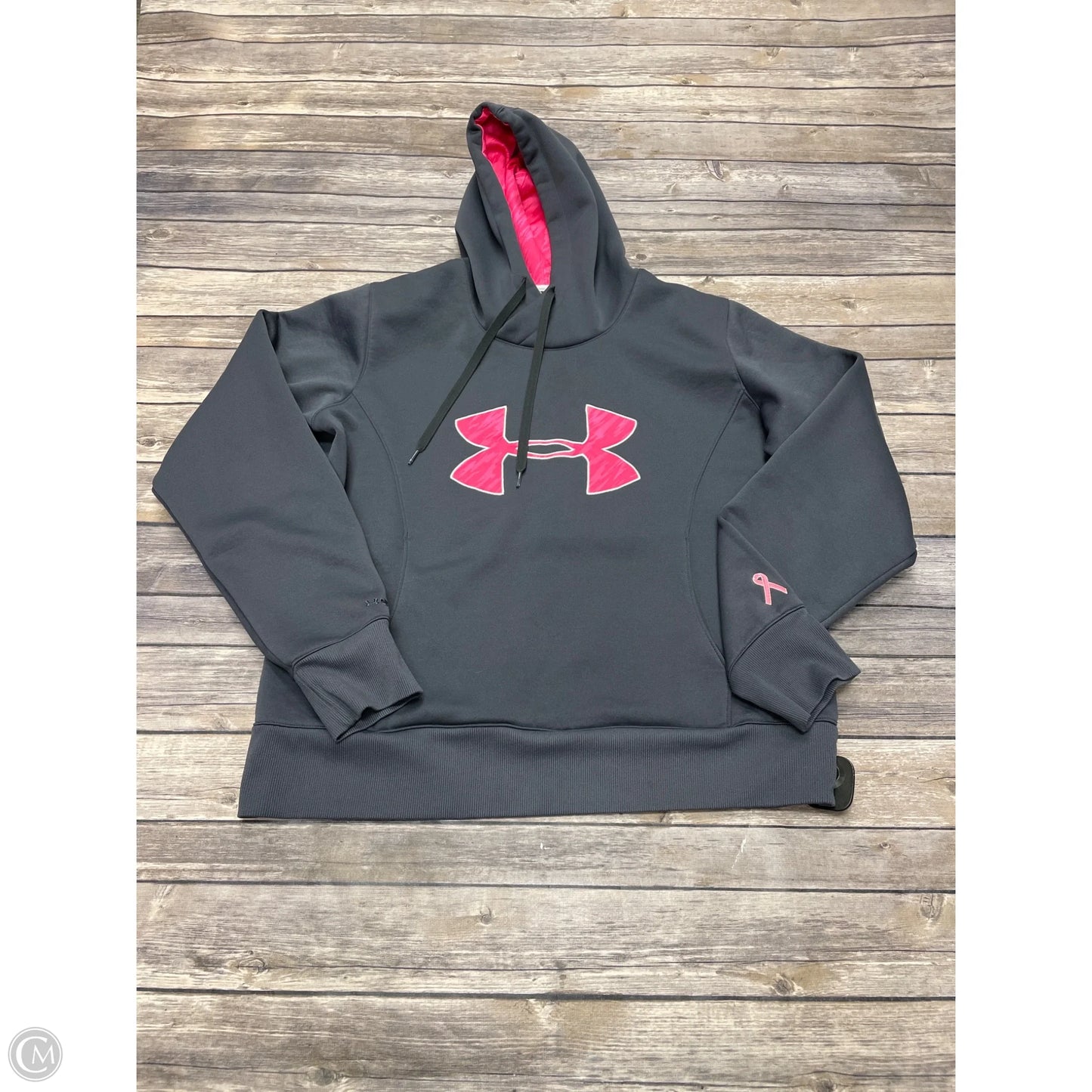 Sweatshirt Hoodie By Under Armour In Grey, Size: L