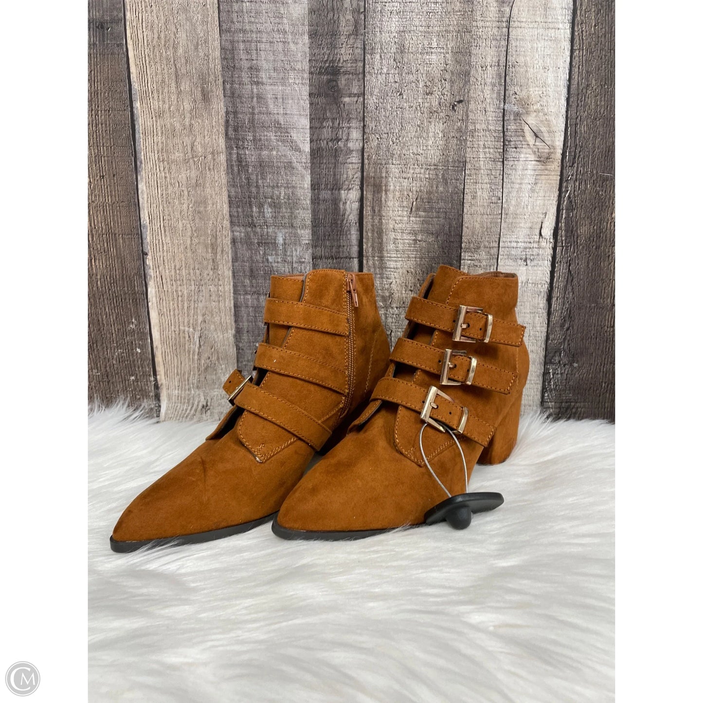 Boots Ankle Heels By Bamboo In Brown, Size: 7.5