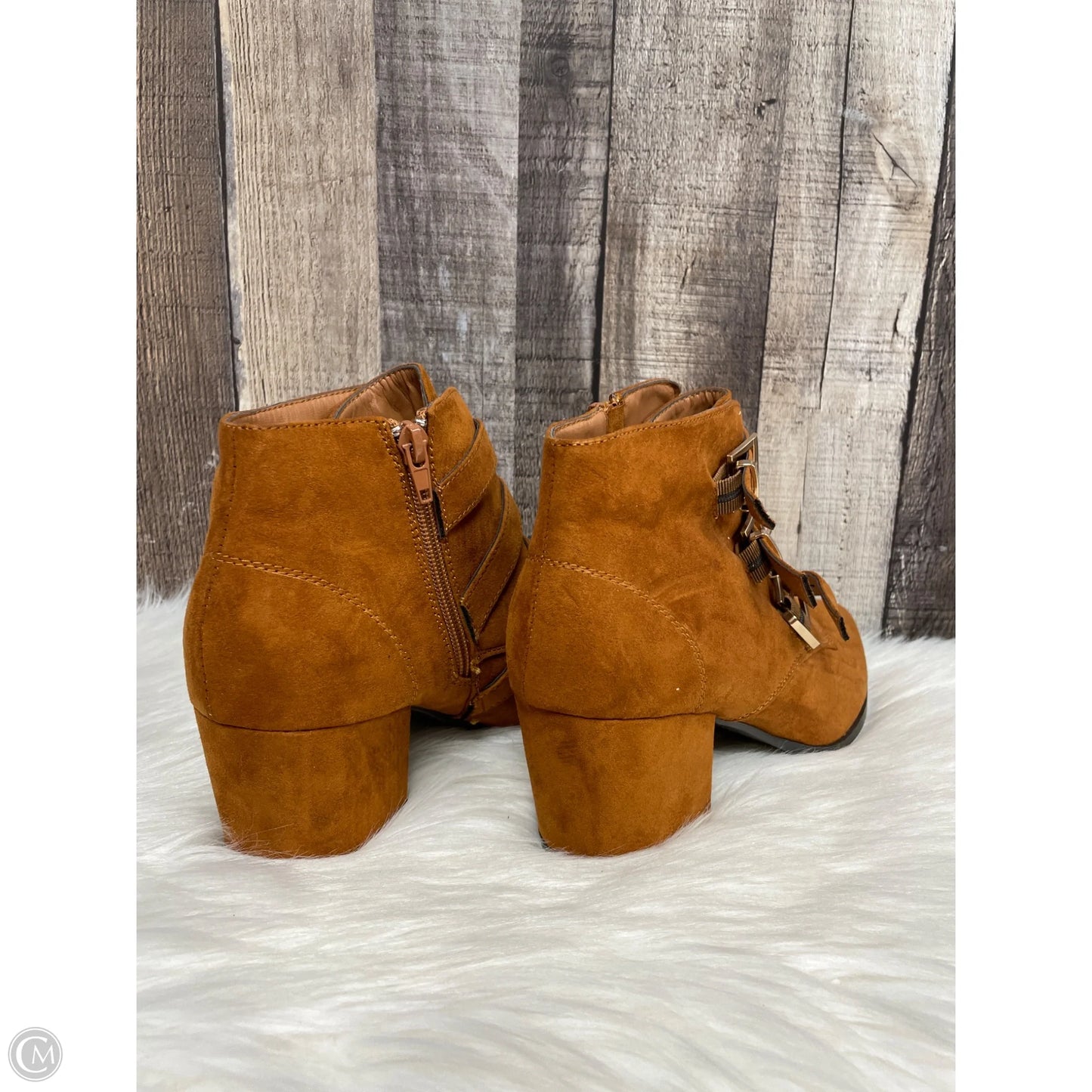 Boots Ankle Heels By Bamboo In Brown, Size: 7.5