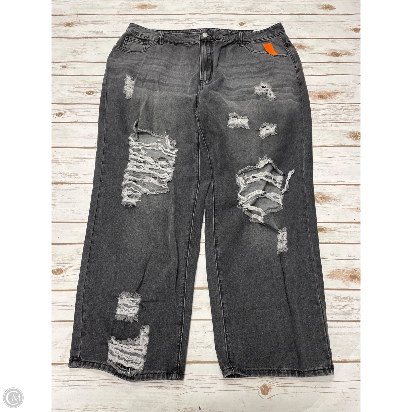 Jeans Wide Leg By Shein In Grey Denim, Size: 4x