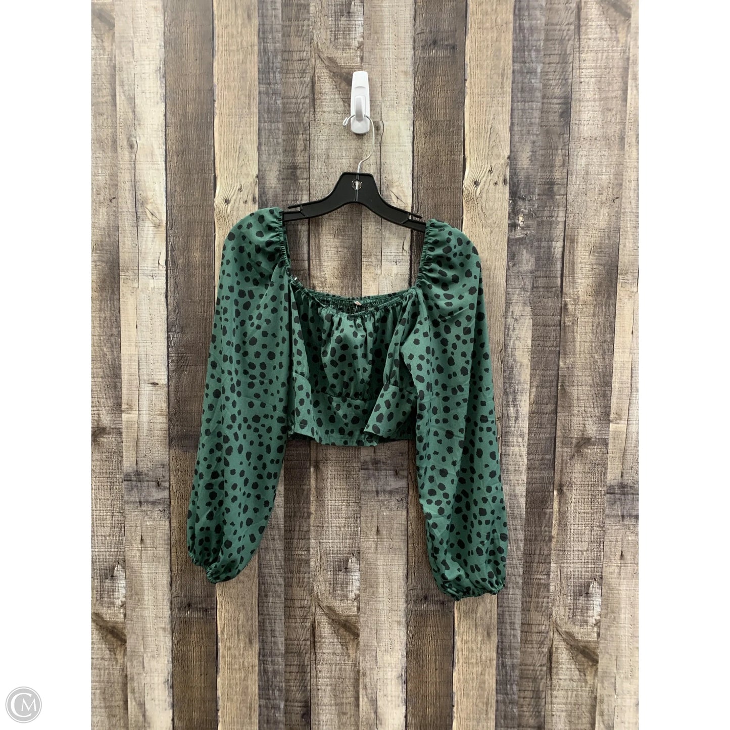 Top Long Sleeve By Cmf In Black & Green, Size: L