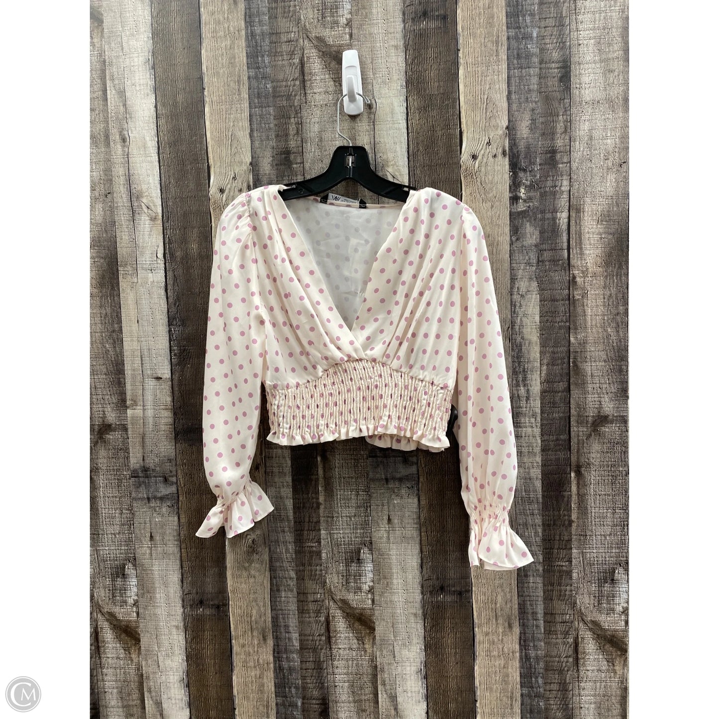 Top Long Sleeve By Zara In Polkadot Pattern, Size: S