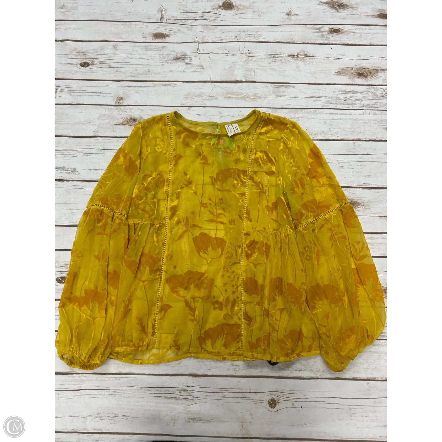Top Long Sleeve By Anthropologie In Yellow, Size: S