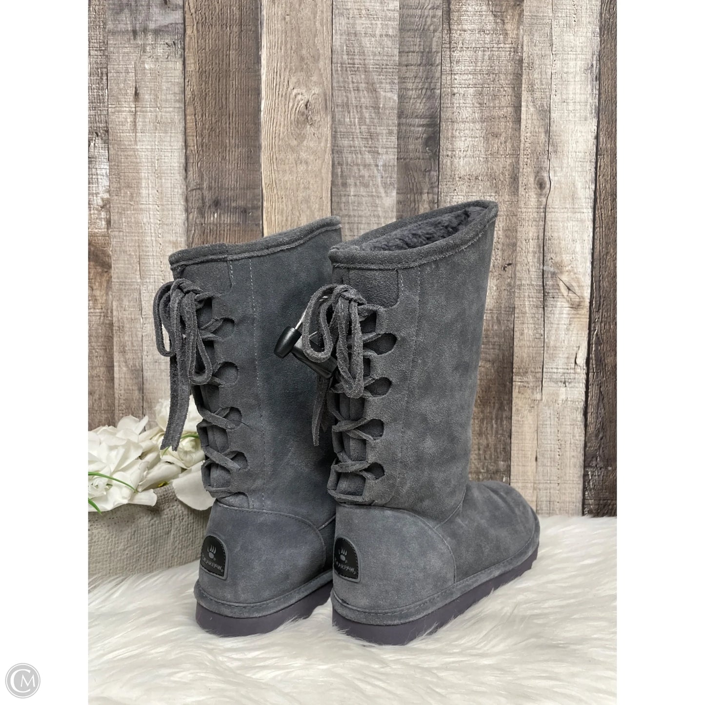 Boots Mid-calf Flats By Bearpaw In Grey, Size: 8