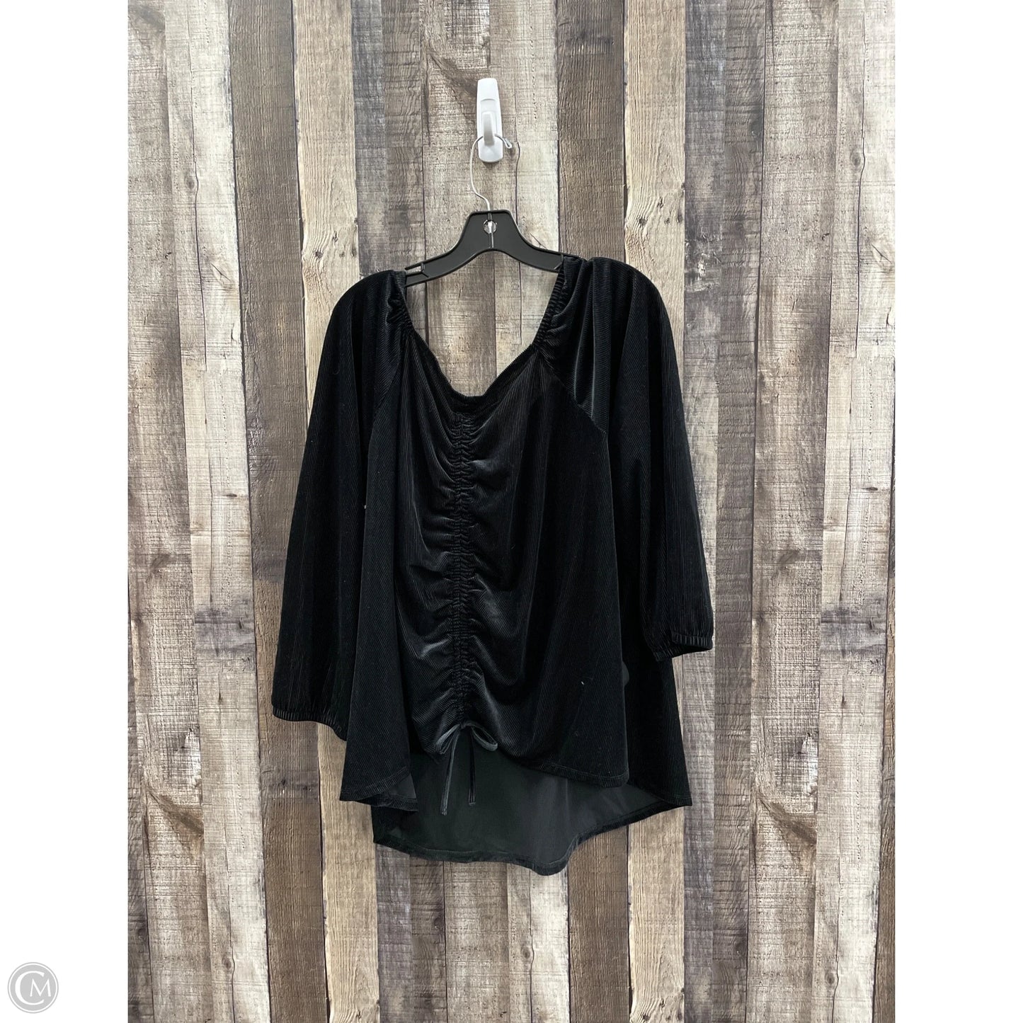 Top Long Sleeve By Cato In Black, Size: 4x