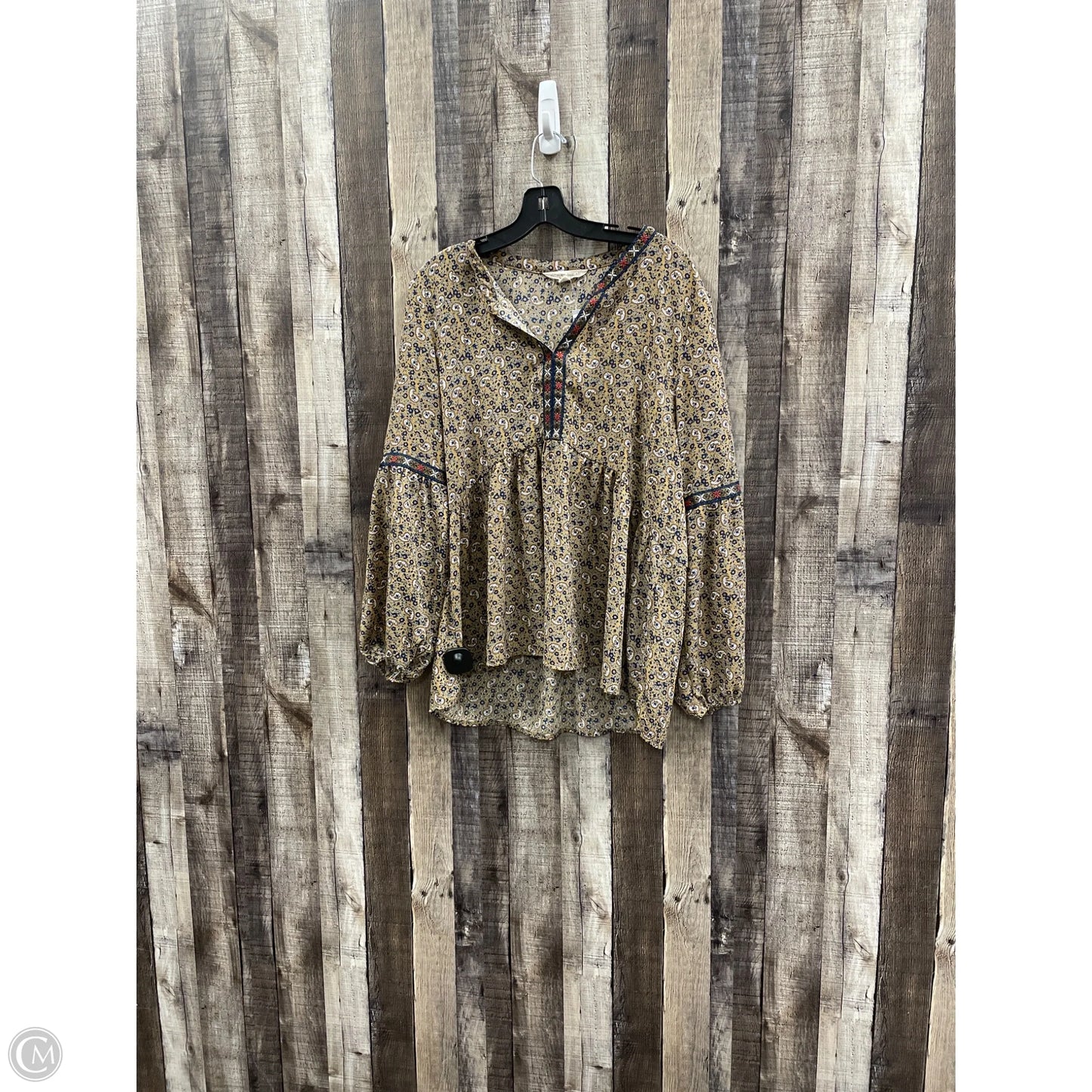 Top Long Sleeve By Cme In Multi-colored, Size: L