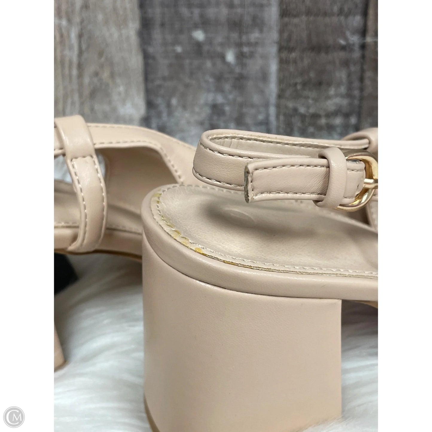 Sandals Heels Block By Cmf In Cream, Size: 7