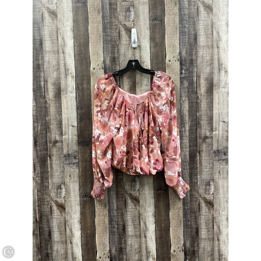 Top Long Sleeve By Peach Love Cream California In Green, Size: S