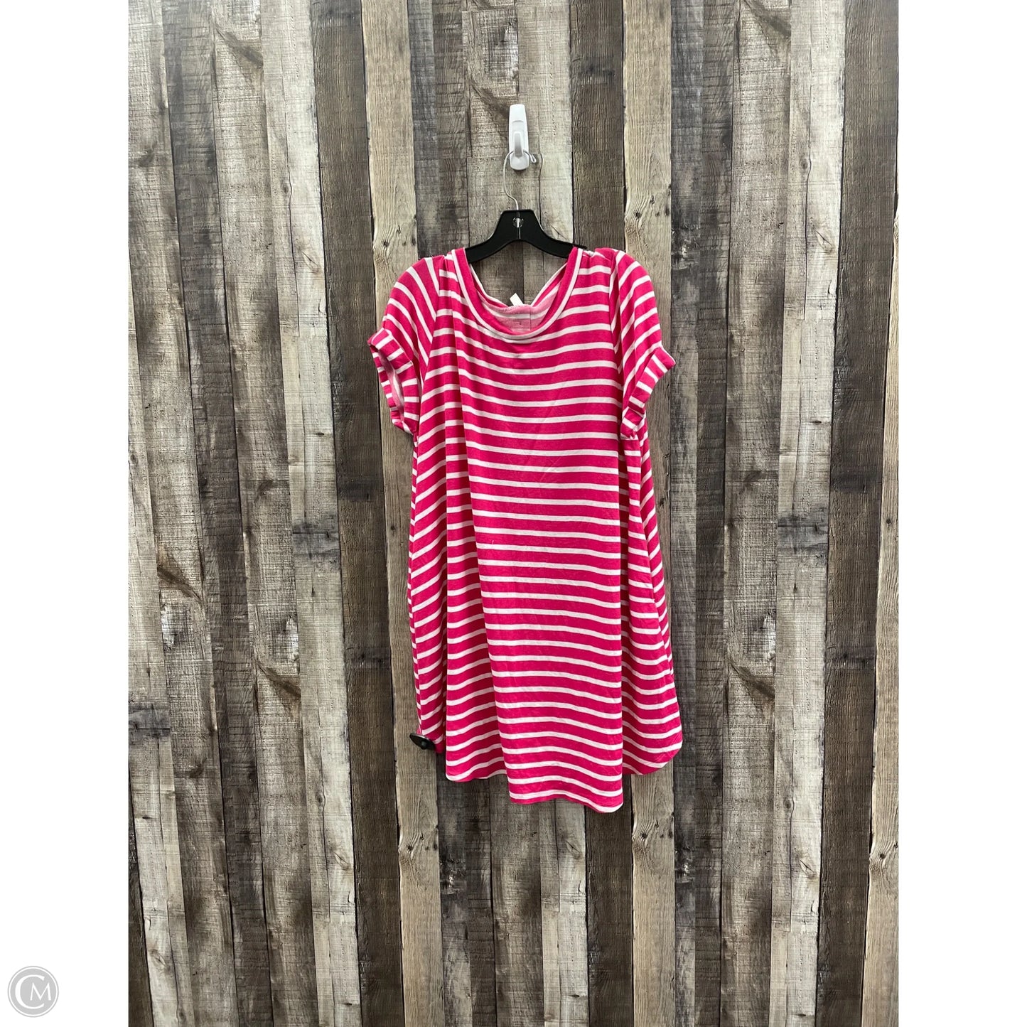 Dress Casual Short By Emerald In Pink & White, Size: 2x