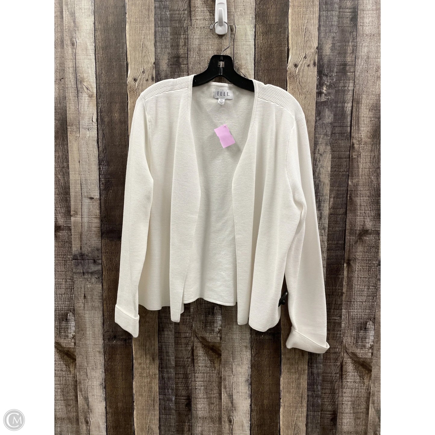 Sweater Cardigan By Elle In White, Size: Xxl