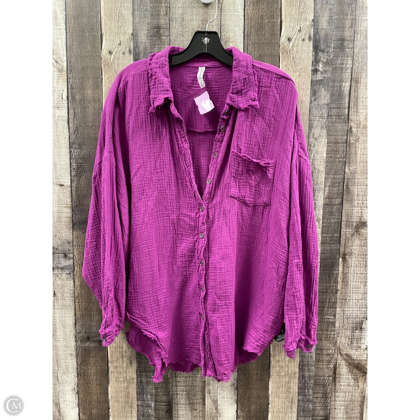 Top Long Sleeve By Zenana Outfitters In Purple, Size: L