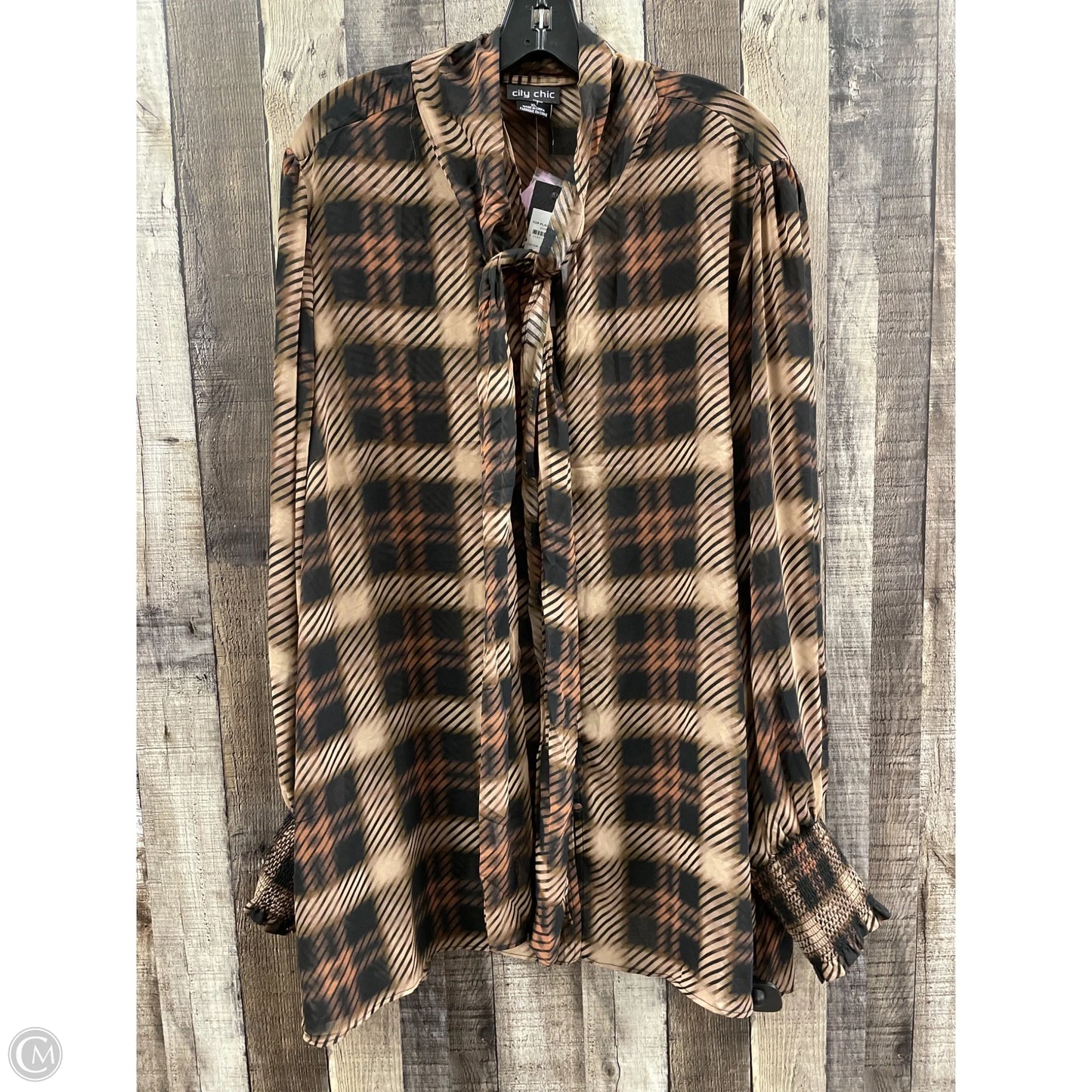 Top Long Sleeve By City Chic In Multi-colored, Size: Xl