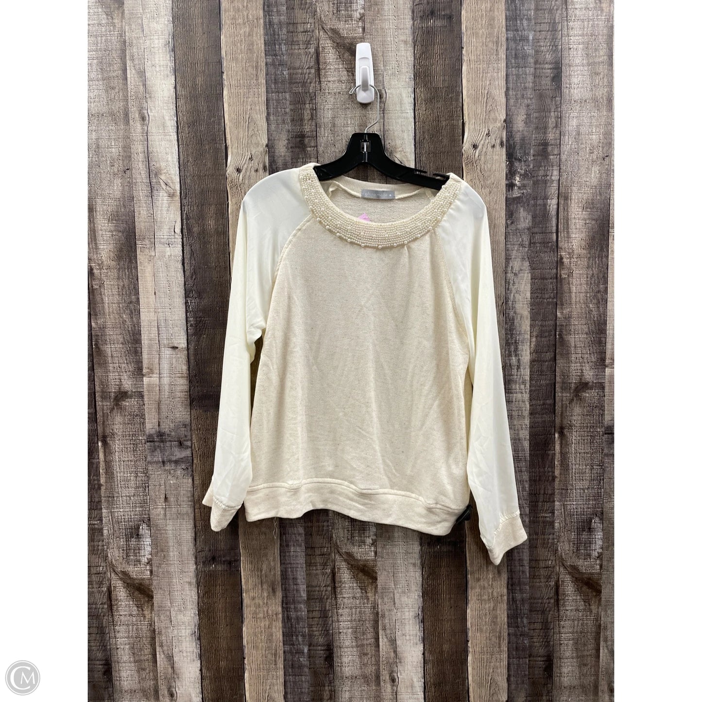 Top Long Sleeve By Olivia Moon In Ivory, Size: L