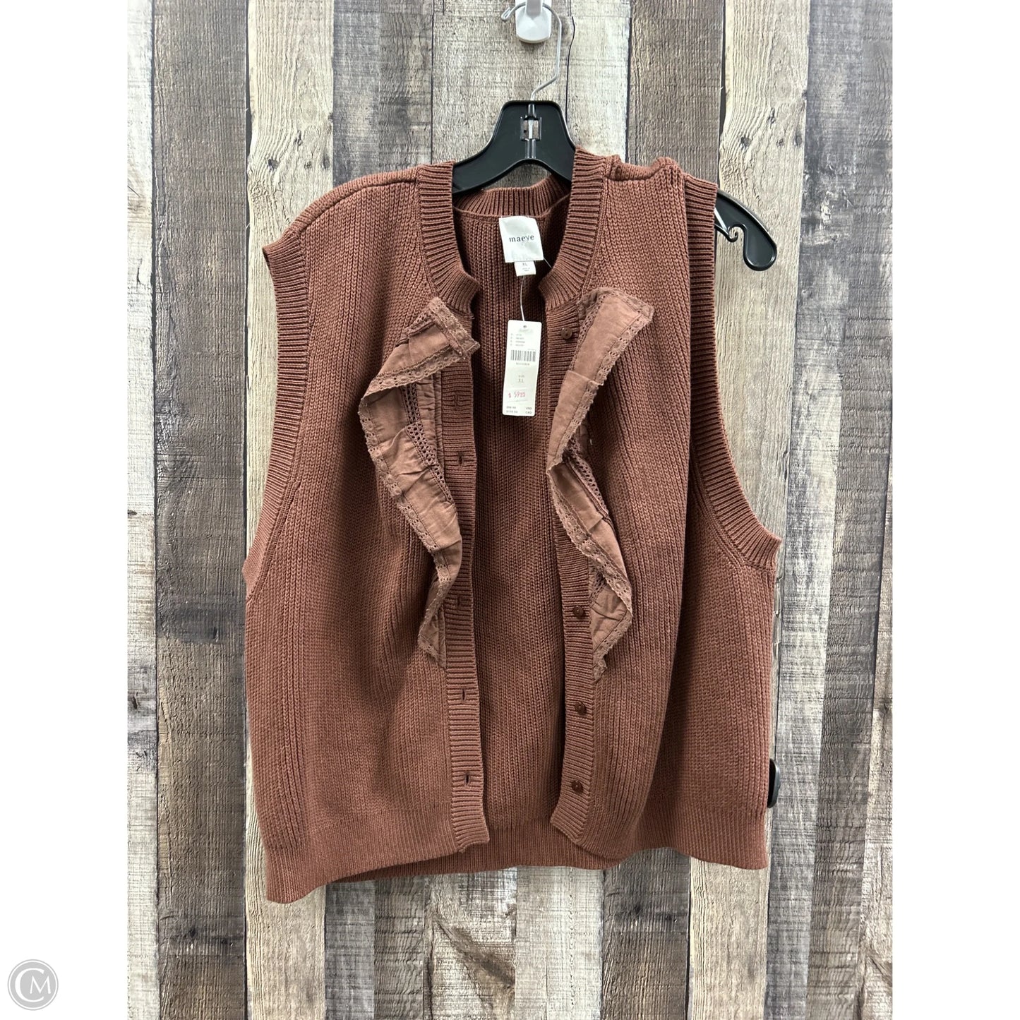 Vest Sweater By Maeve In Brown, Size: Xl