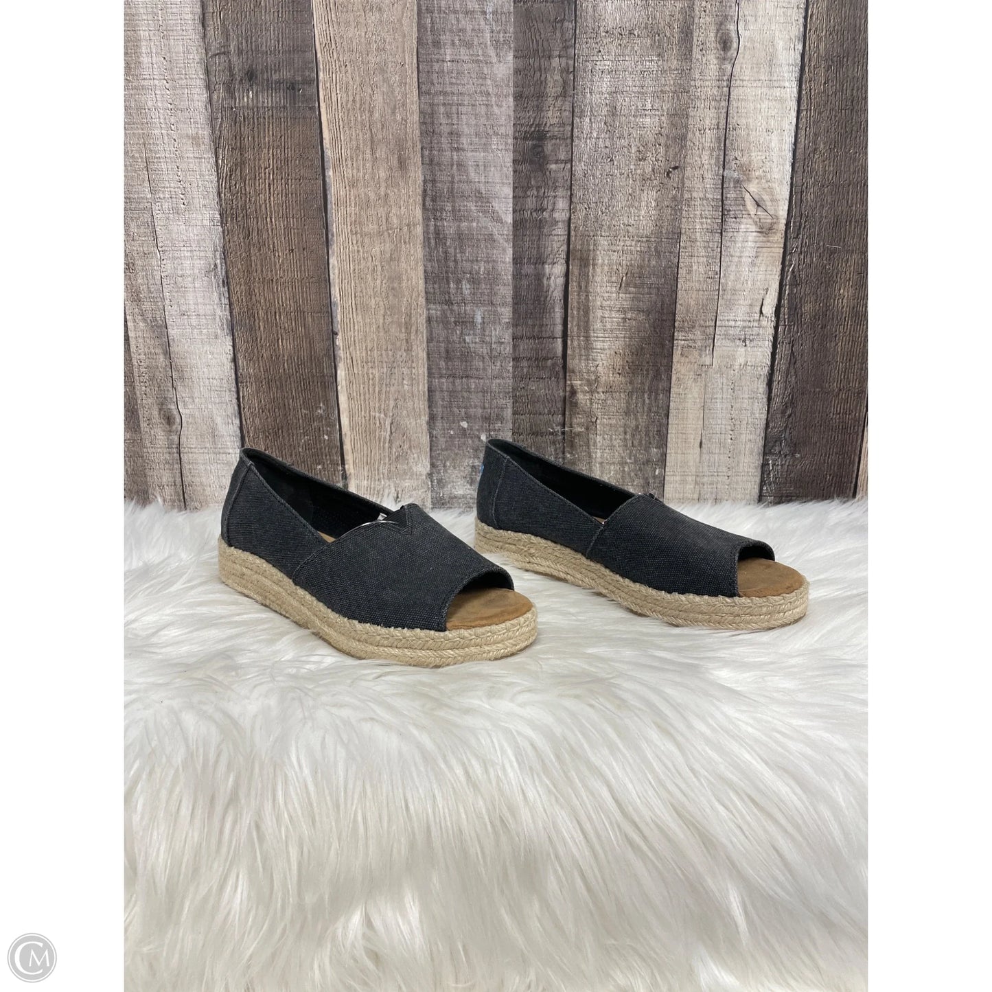 Sandals Heels Wedge By Toms In Black, Size: 6.5