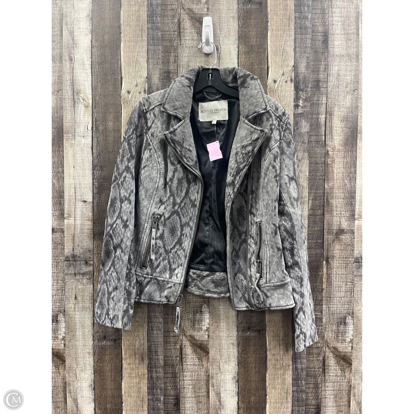 Jacket Moto By Boston Proper In Grey, Size: S