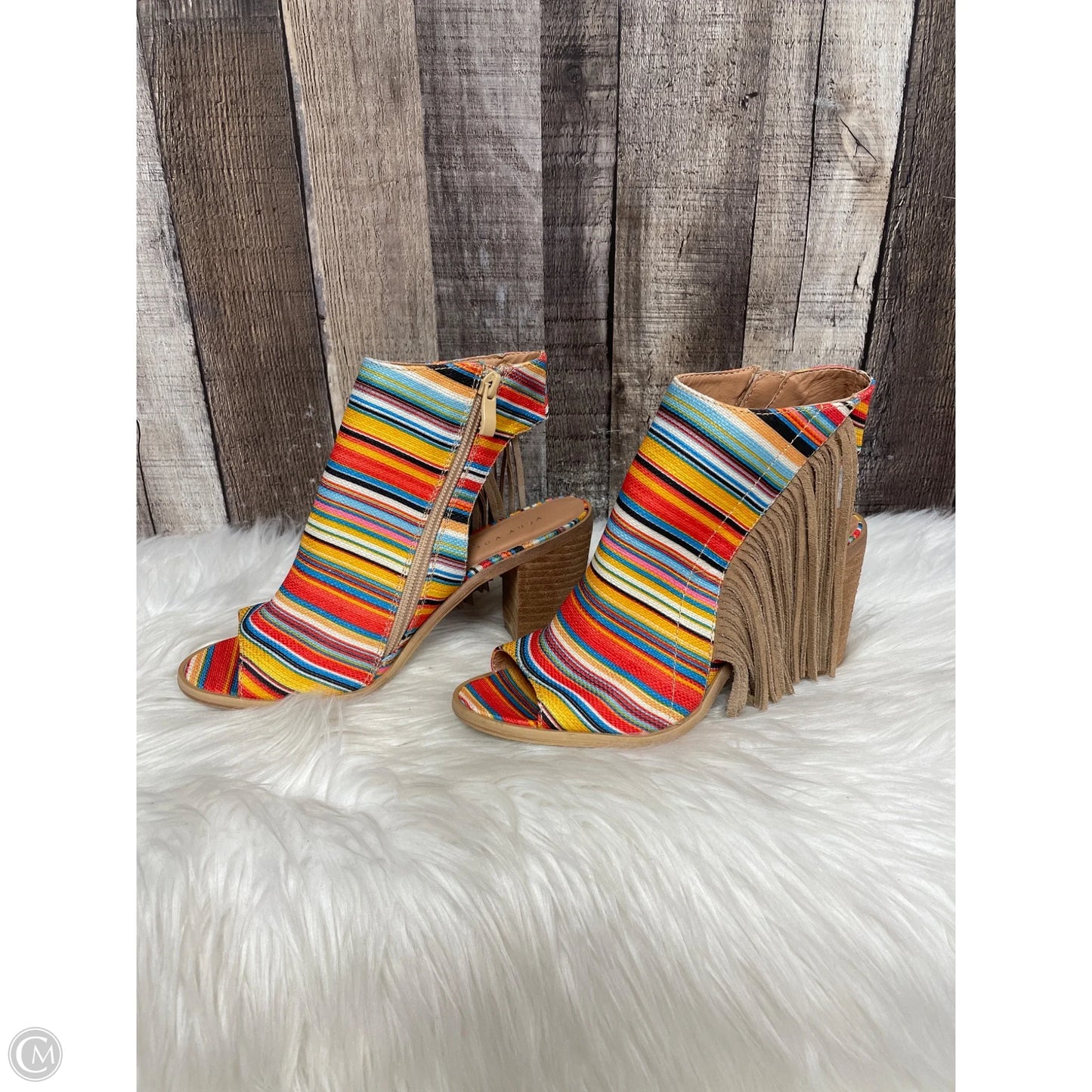 Sandals Heels Block By Very Volatile In Multi-colored, Size: 7