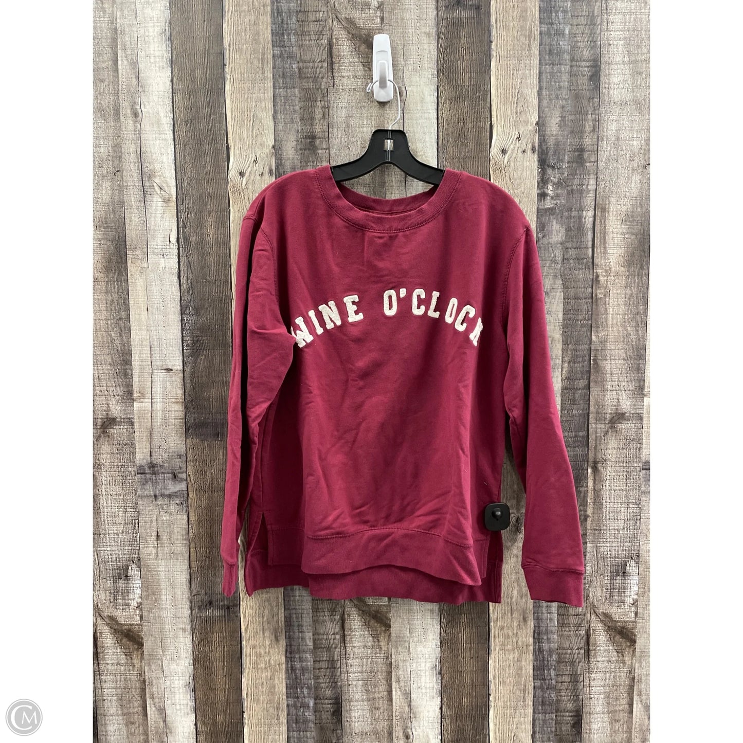 Sweatshirt Crewneck By Green Tea In Maroon, Size: M