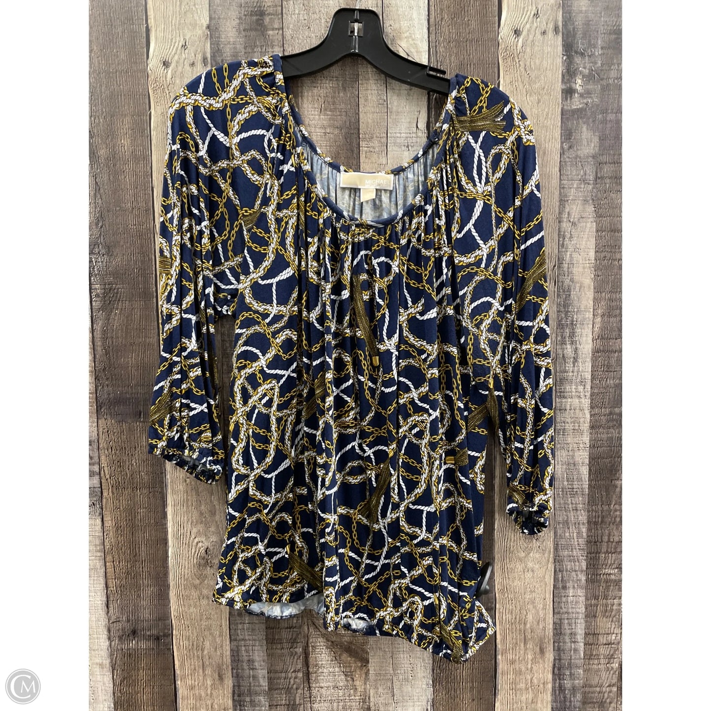 Top 3/4 Sleeve Designer By Michael Kors In Multi-colored, Size: L