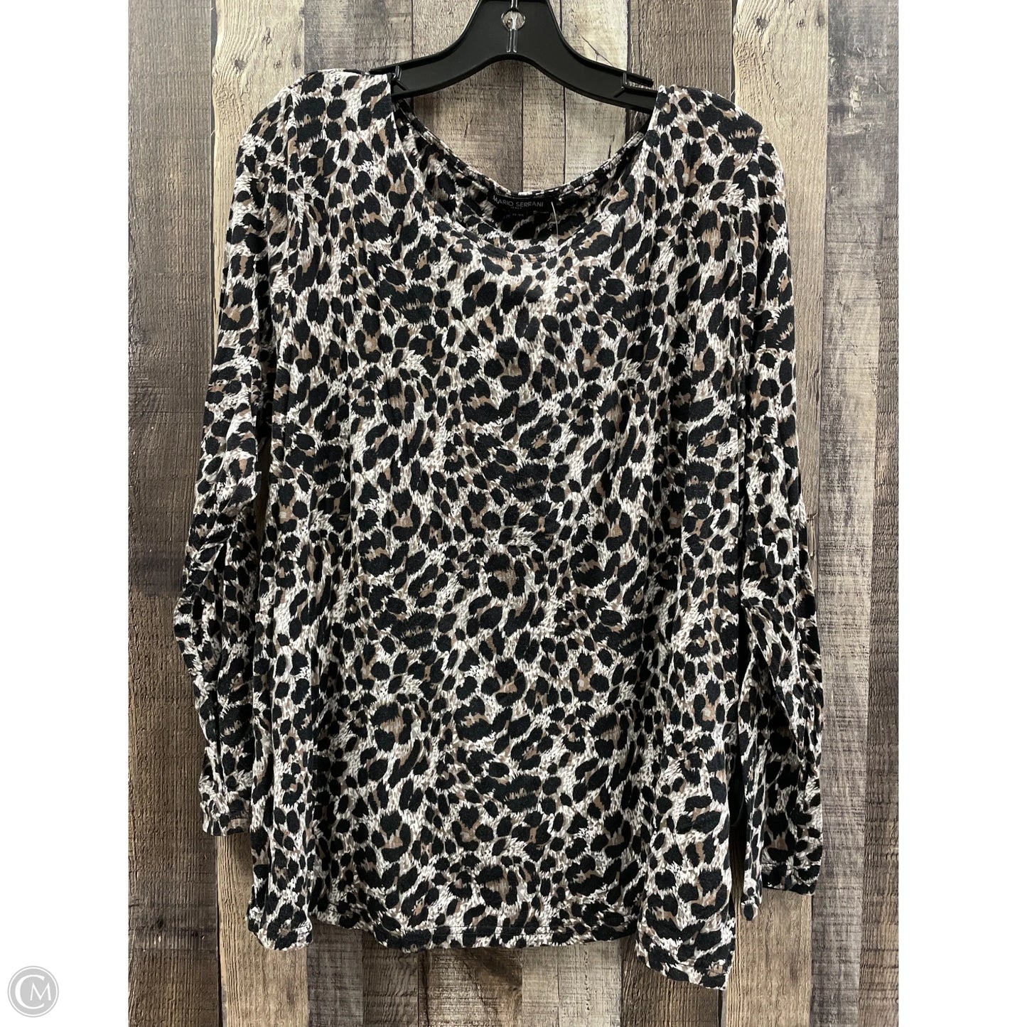 Top Long Sleeve By Mario Serrani In Animal Print, Size: Xl