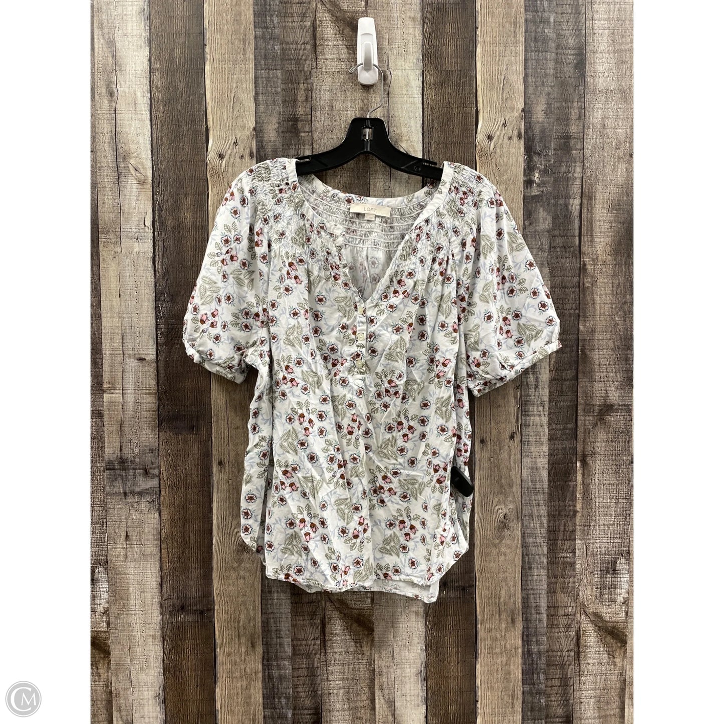 Top Short Sleeve By Loft In Floral Print, Size: L