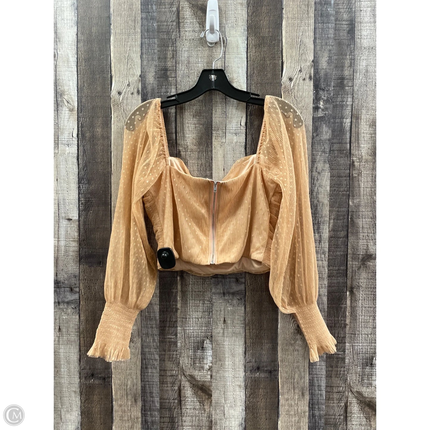 Top Long Sleeve By Cme In Brown, Size: M