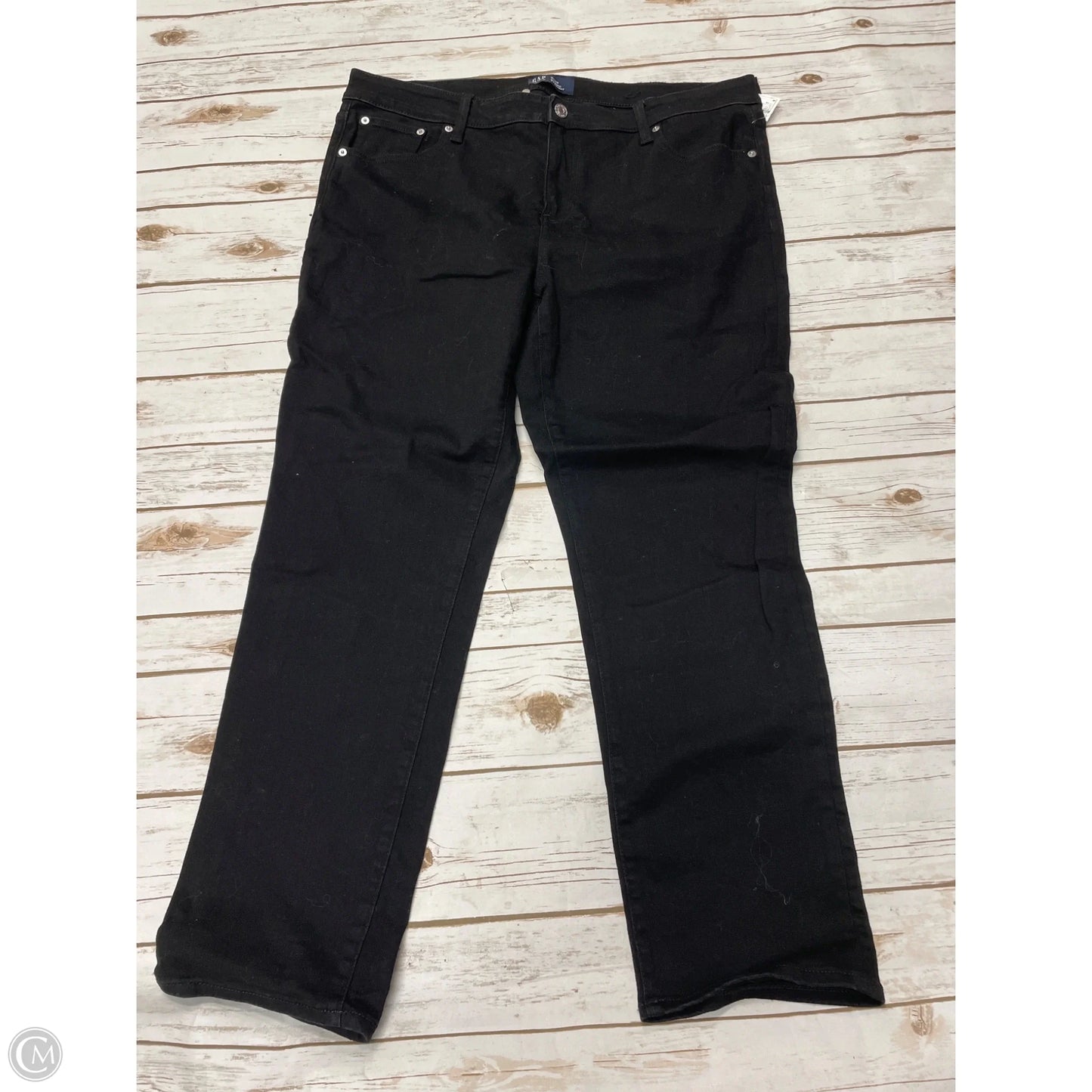 Jeans Straight By Gap In Black Denim, Size: 18