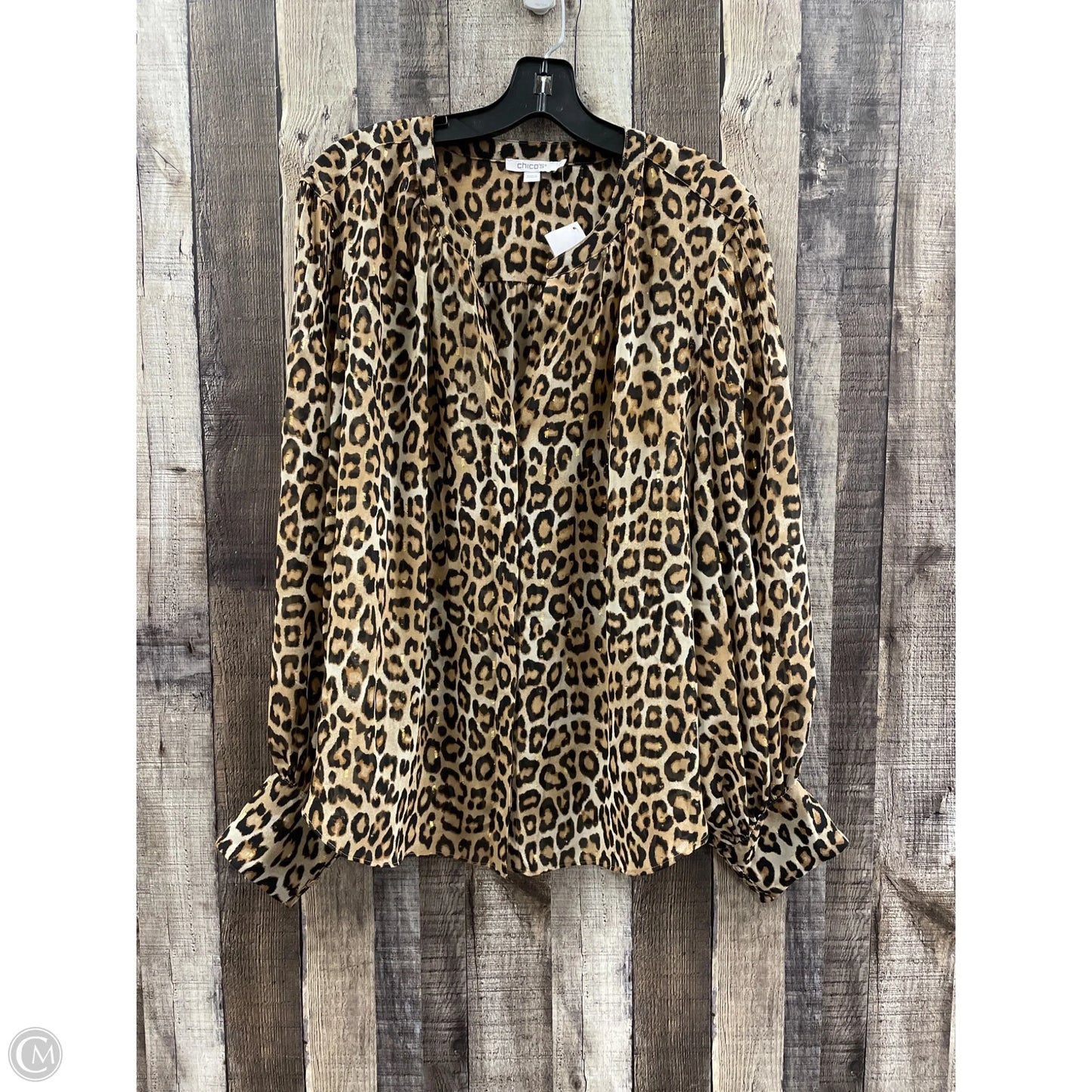 Top Long Sleeve By Chicos In Animal Print, Size: 1x