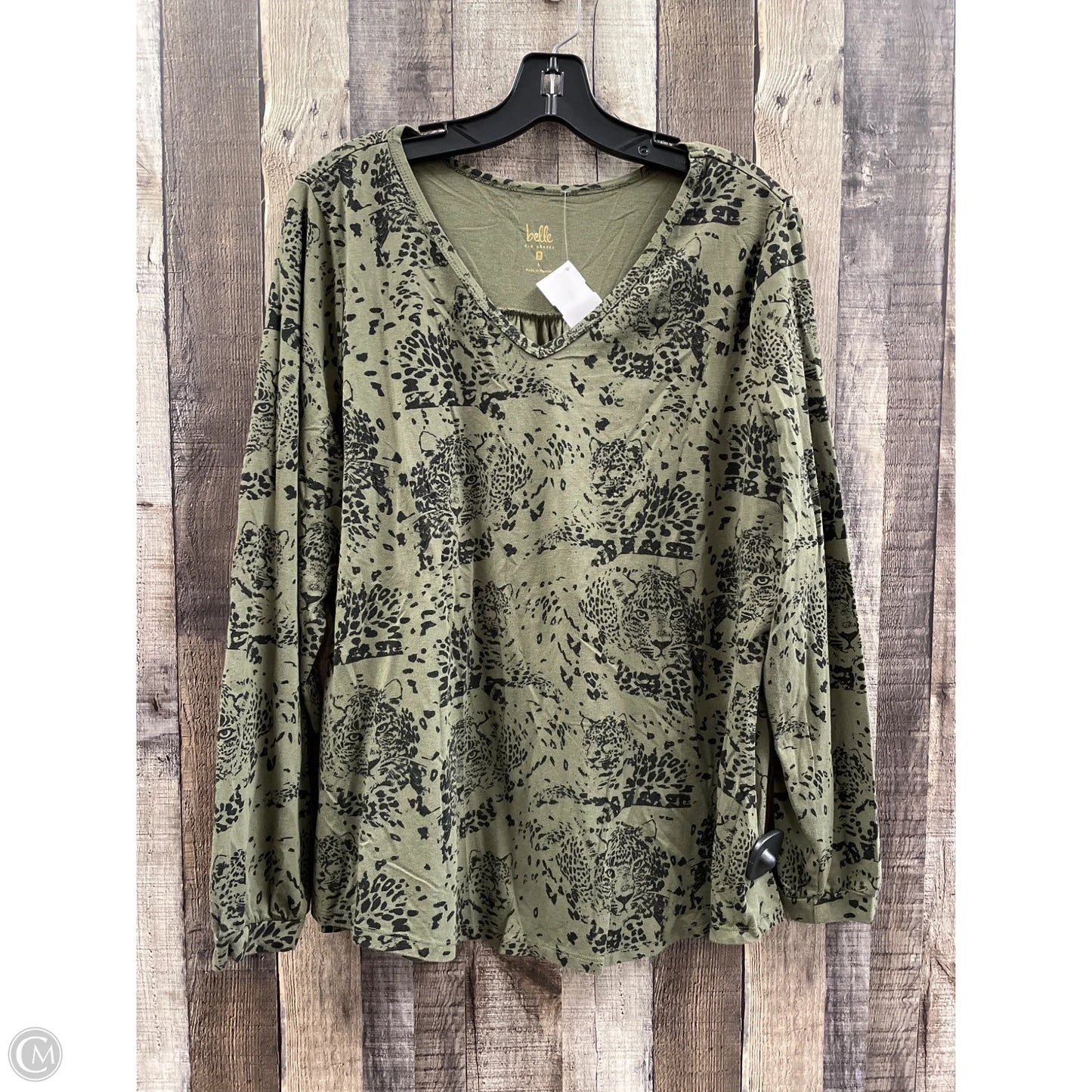 Top Long Sleeve By Belle By Kim Gravel In Green, Size: L