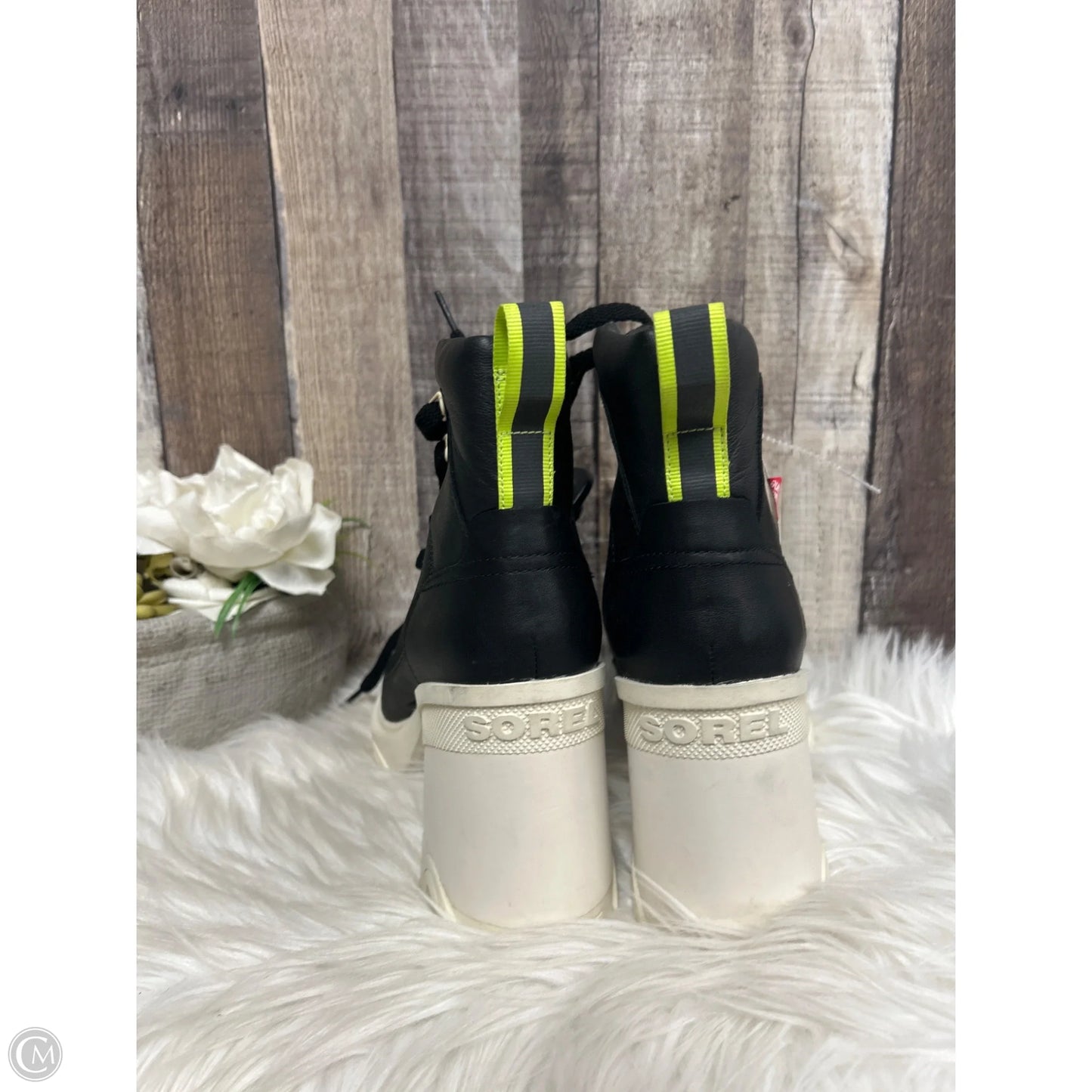 Boots Ankle Heels By Sorel In Black & White, Size: 10