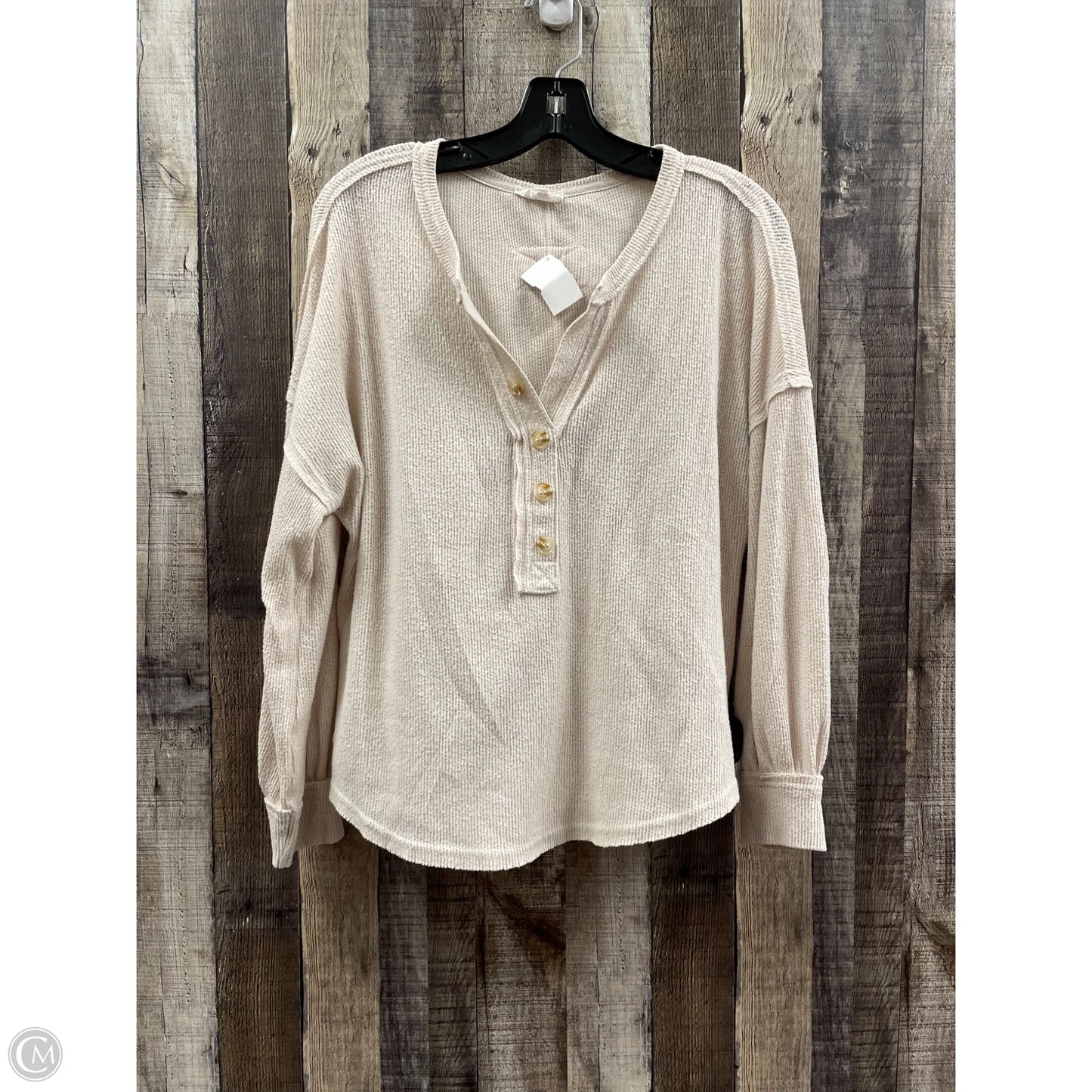 Top Long Sleeve By Blu Pepper In Beige, Size: S