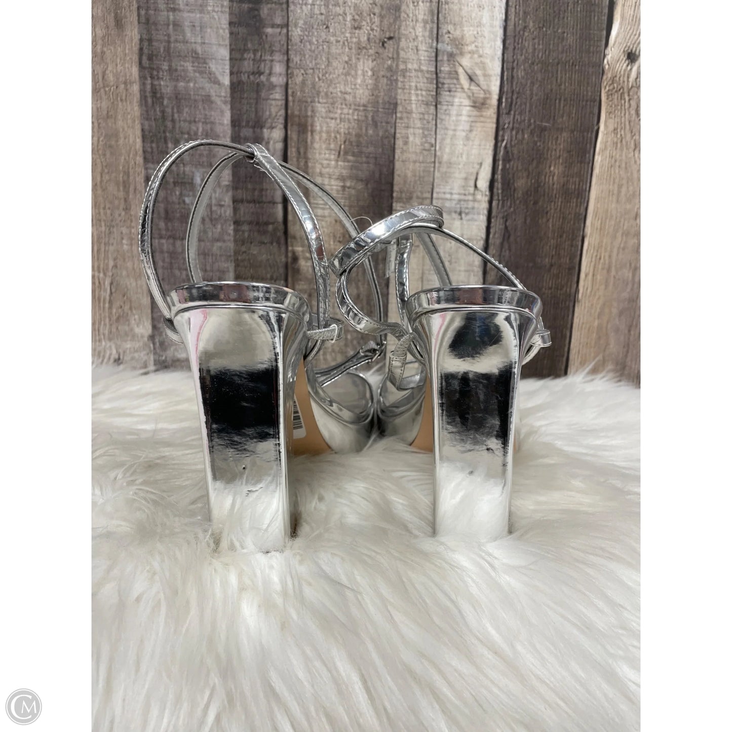 Sandals Heels Block By Nine West In Silver, Size: 9