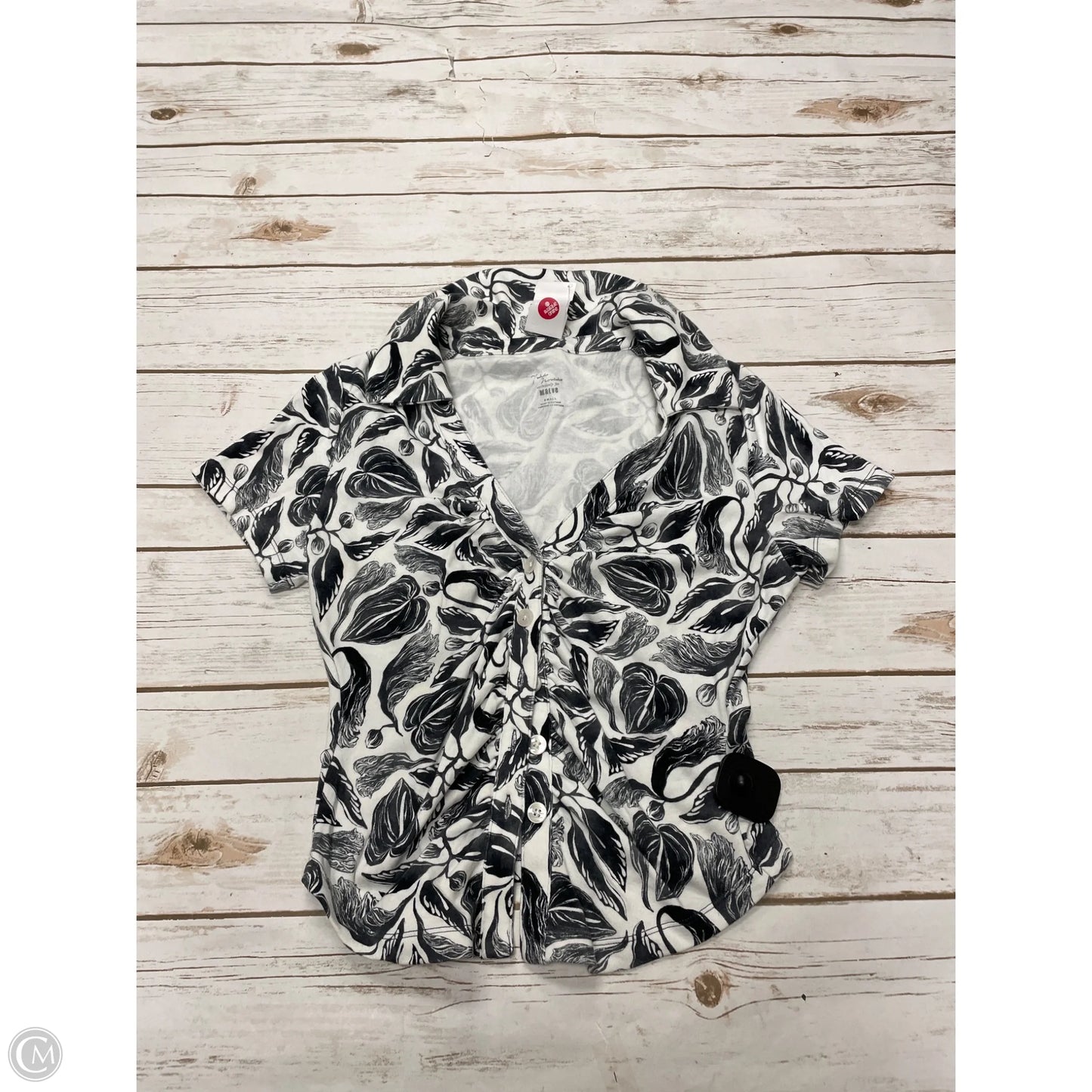 Top Short Sleeve By Maeve In Black & White, Size: S