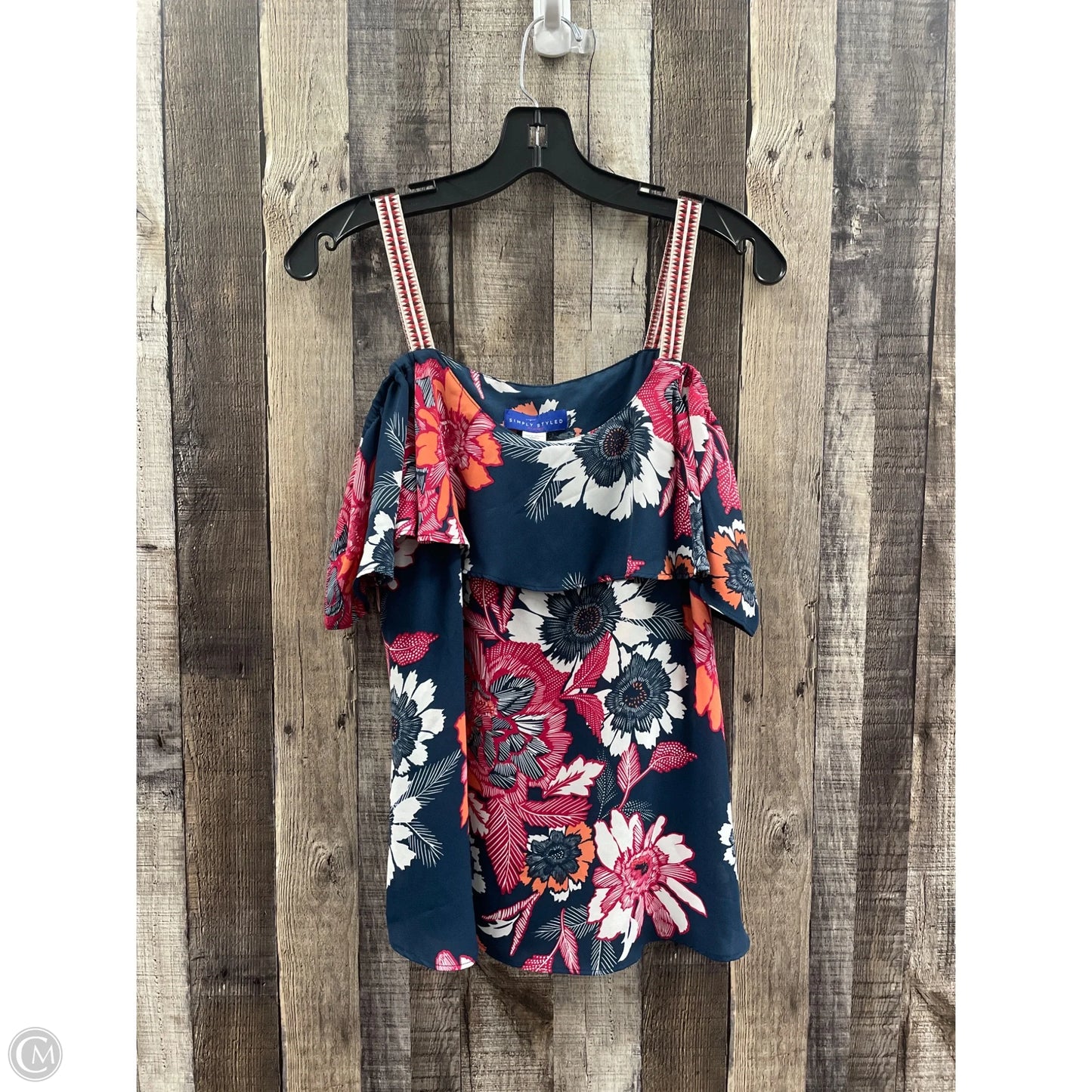 Top Short Sleeve By Simply Styled In Floral Print, Size: M