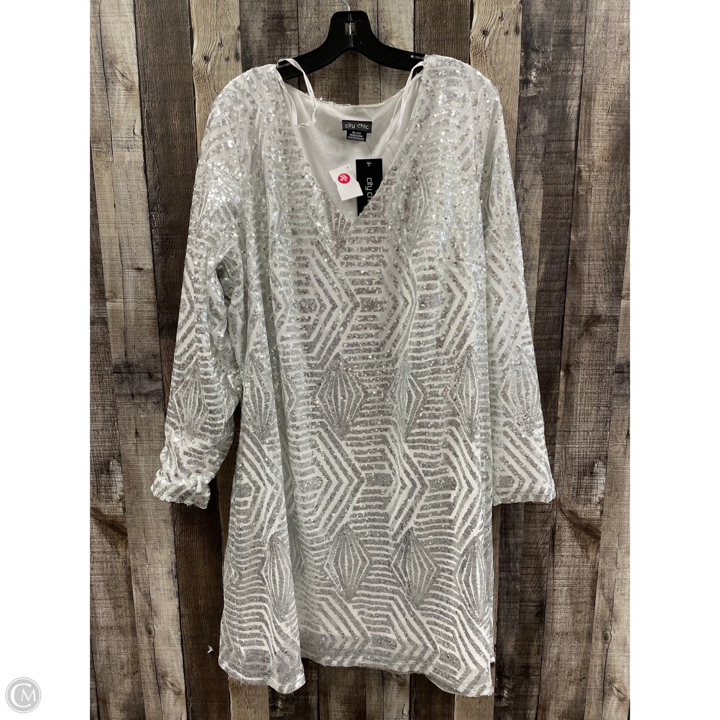 Dress Party Midi By City Chic In Silver, Size: Xl